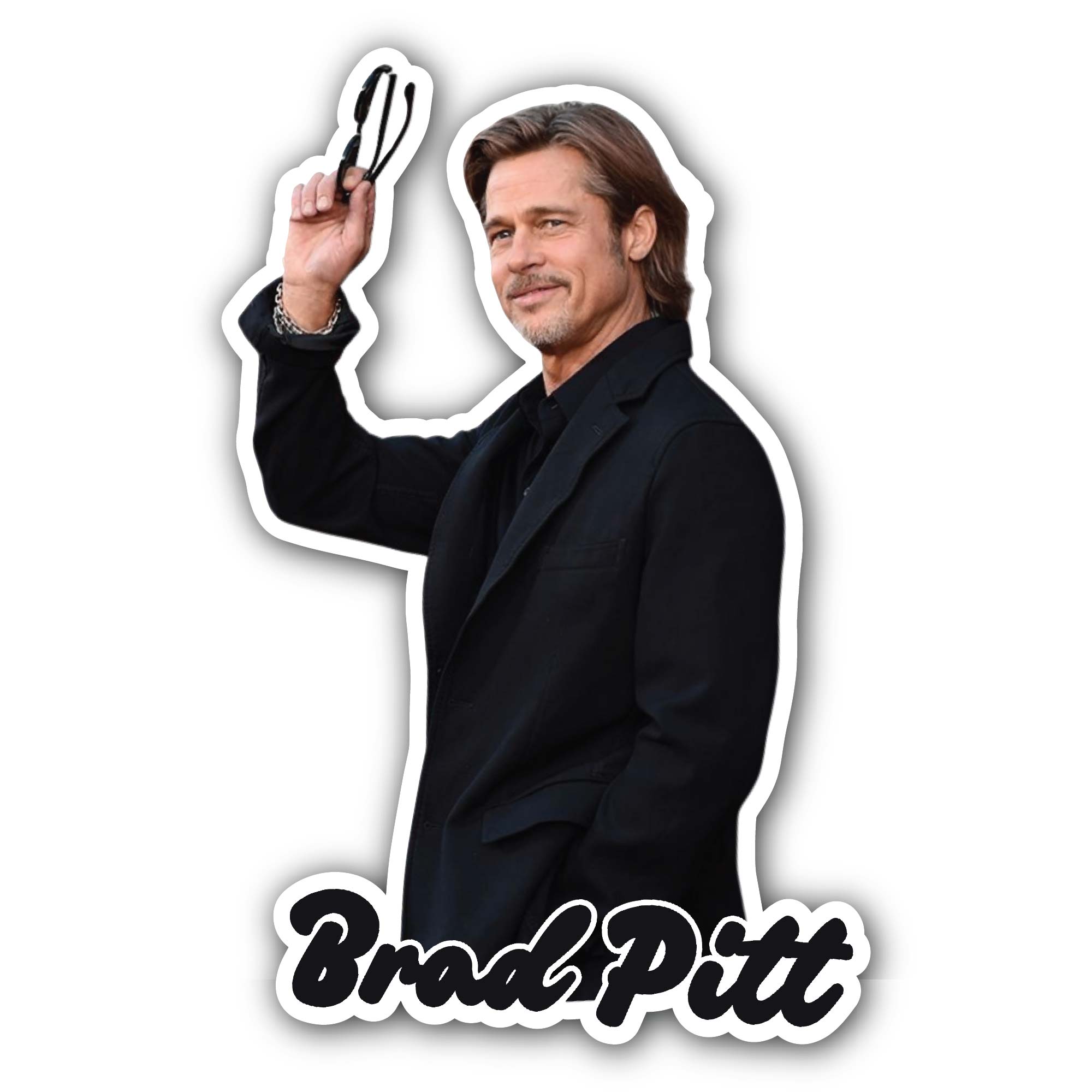 Brad Pitt Sticker, Waterproof Vinyl Decal Sticker Indoor Or Outdoor 2 (Pieces) 3" and 5"