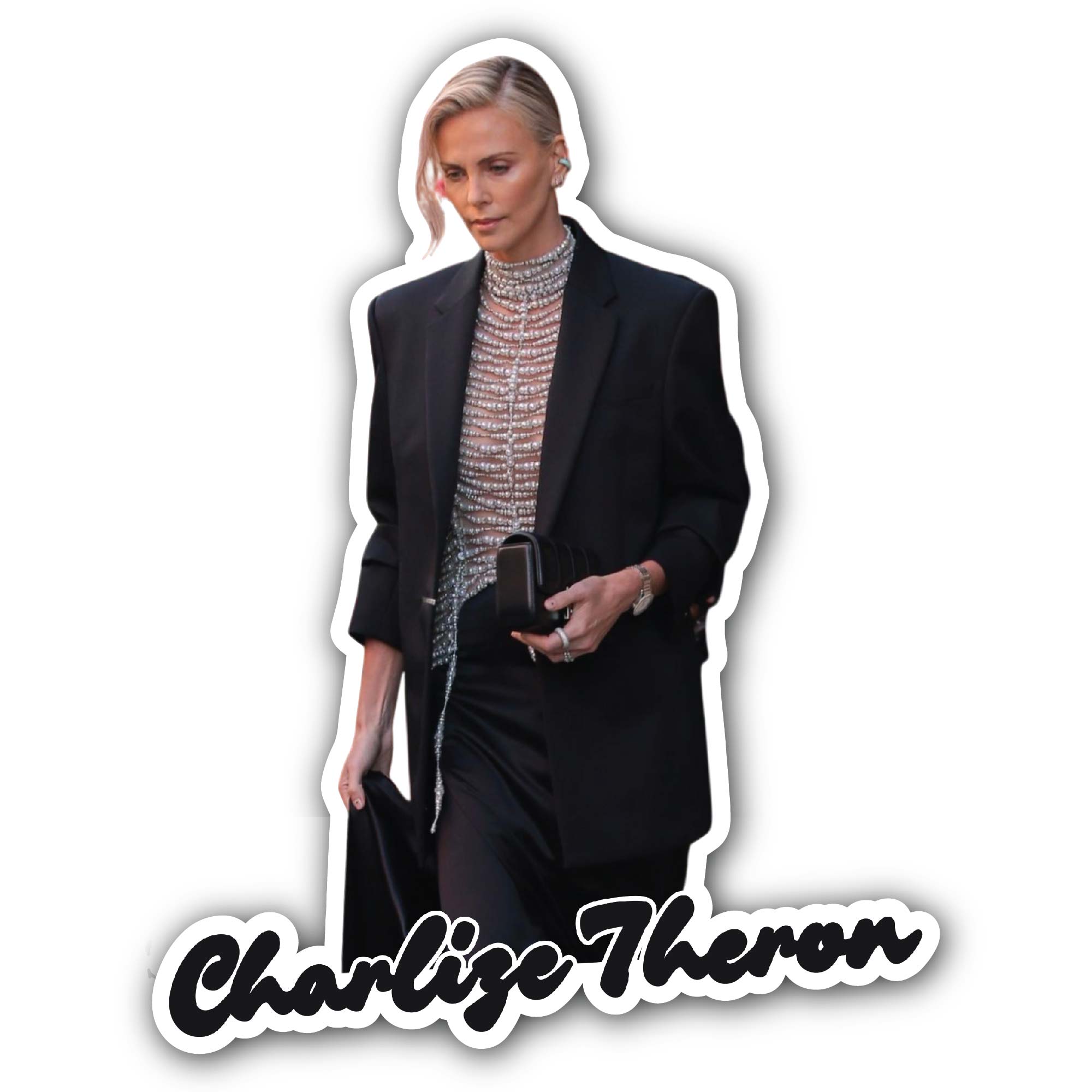 Charlize Theron Sticker, Waterproof Vinyl Decal Sticker Indoor Or Outdoor 2 (Pieces) 3" and 5"