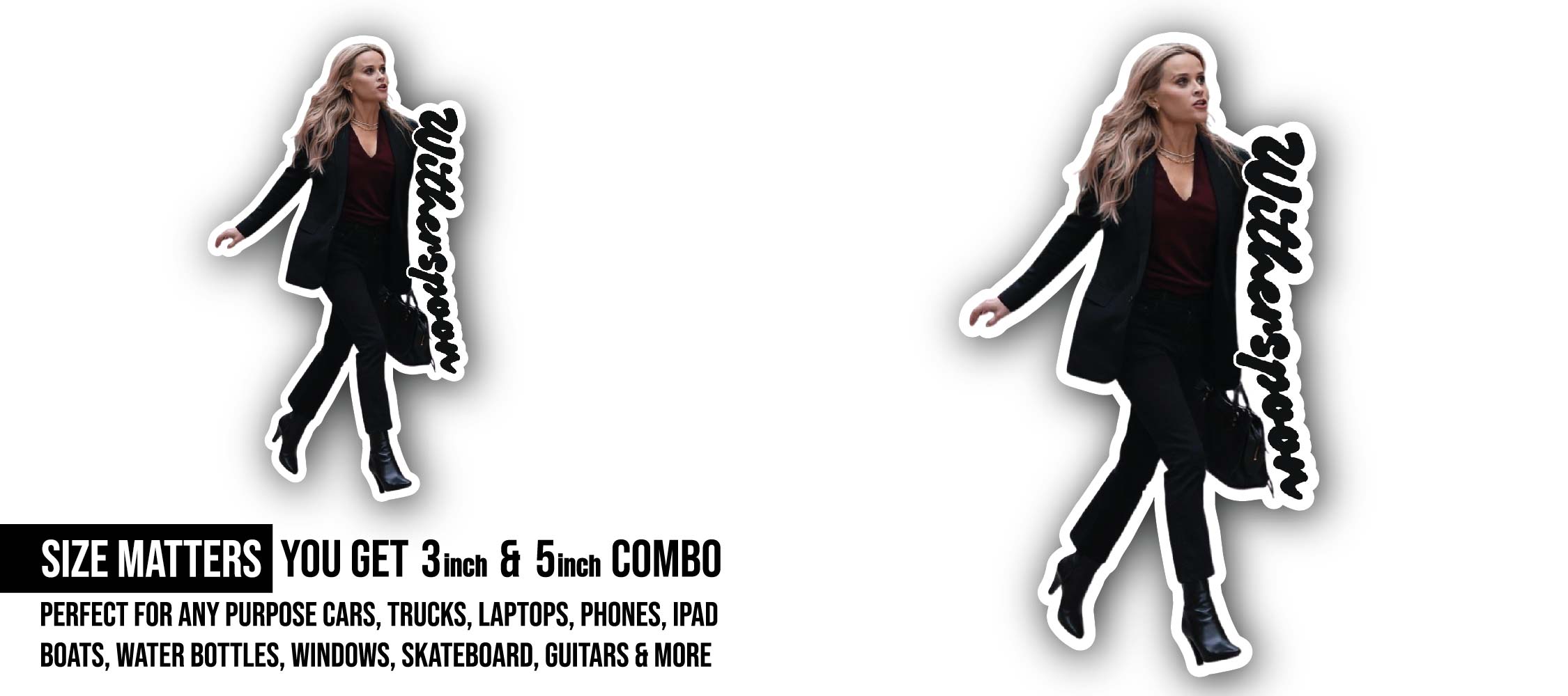 Witherspoon Sticker, Waterproof Vinyl Decal Sticker Indoor Or Outdoor 2 (Pieces) 3" and 5"