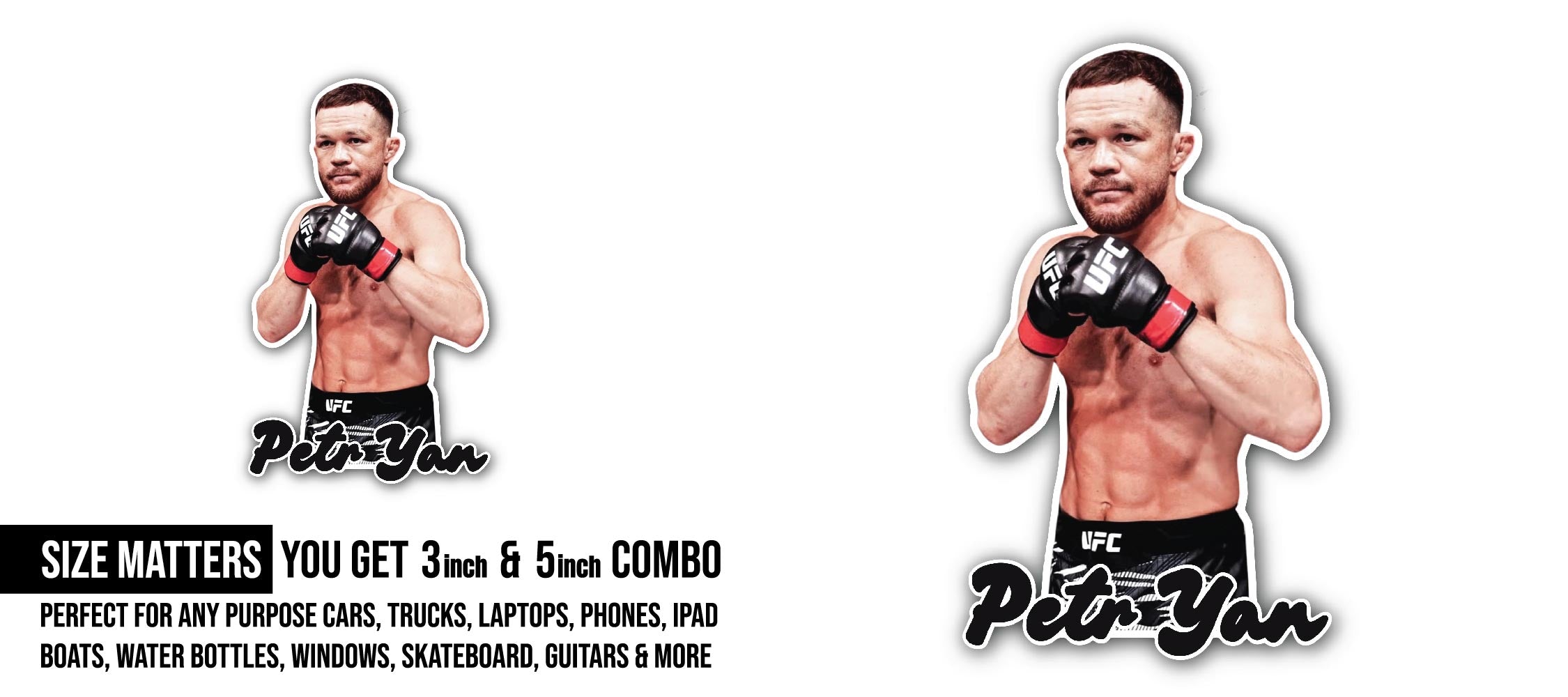 Petr Yan Sticker, Waterproof Vinyl Decal Sticker Indoor Or Outdoor 2 (Pieces) 3" and 5"