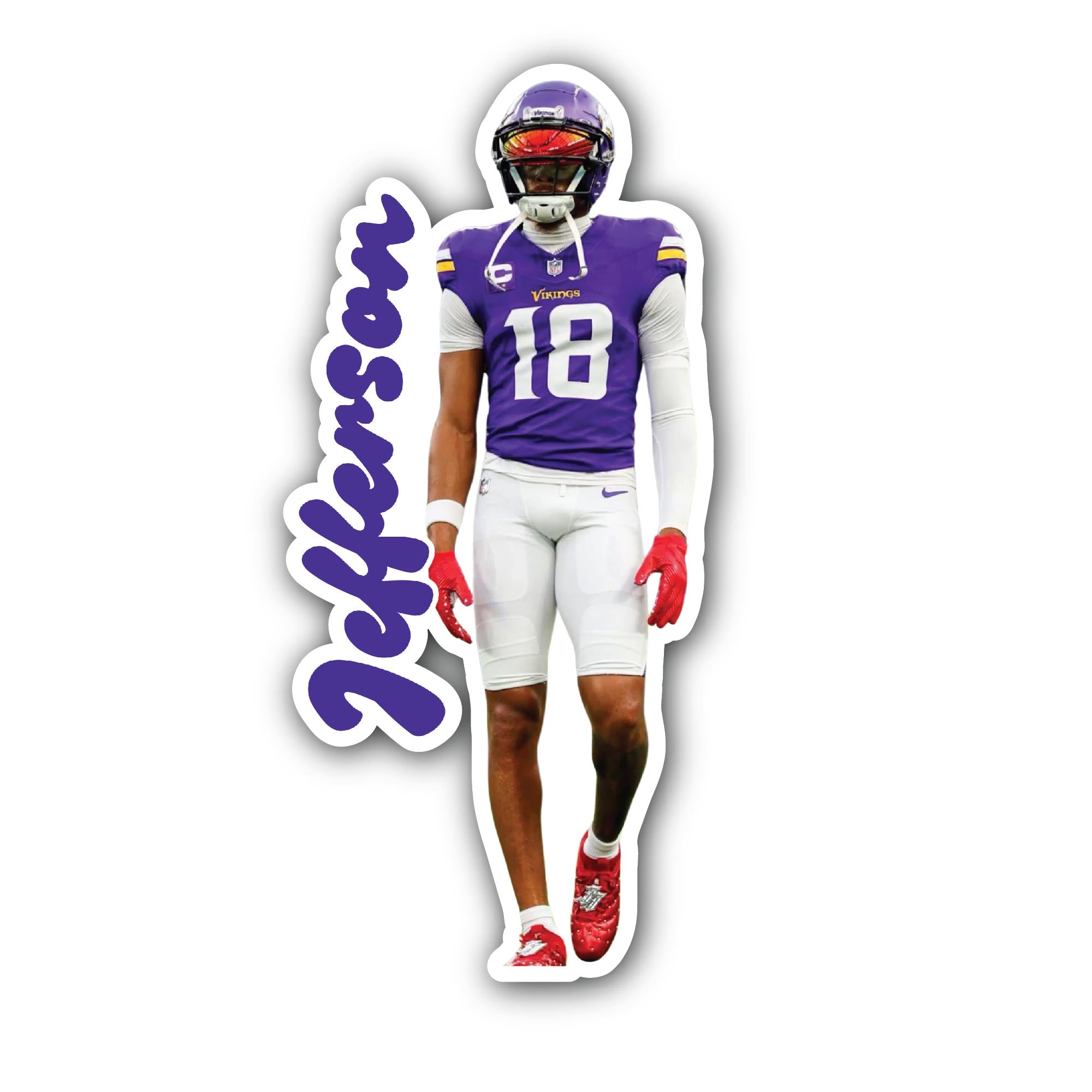 Justin Jefferson Sticker, Waterproof Vinyl Decal Sticker Indoor Or Outdoor 2 (Pieces) 3" and 5"