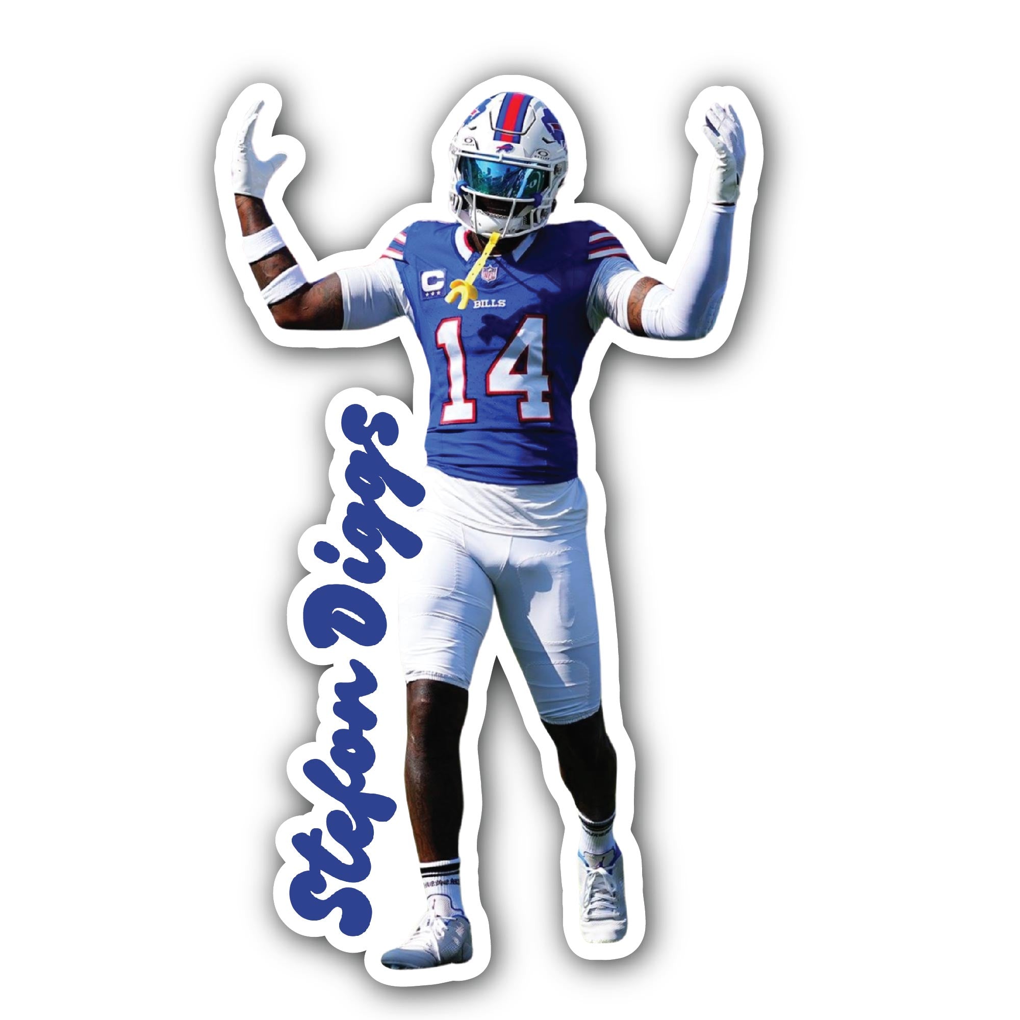 Stefon Diggs Sticker, Waterproof Vinyl Decal Sticker Indoor Or Outdoor 2 (Pieces) 3" and 5"