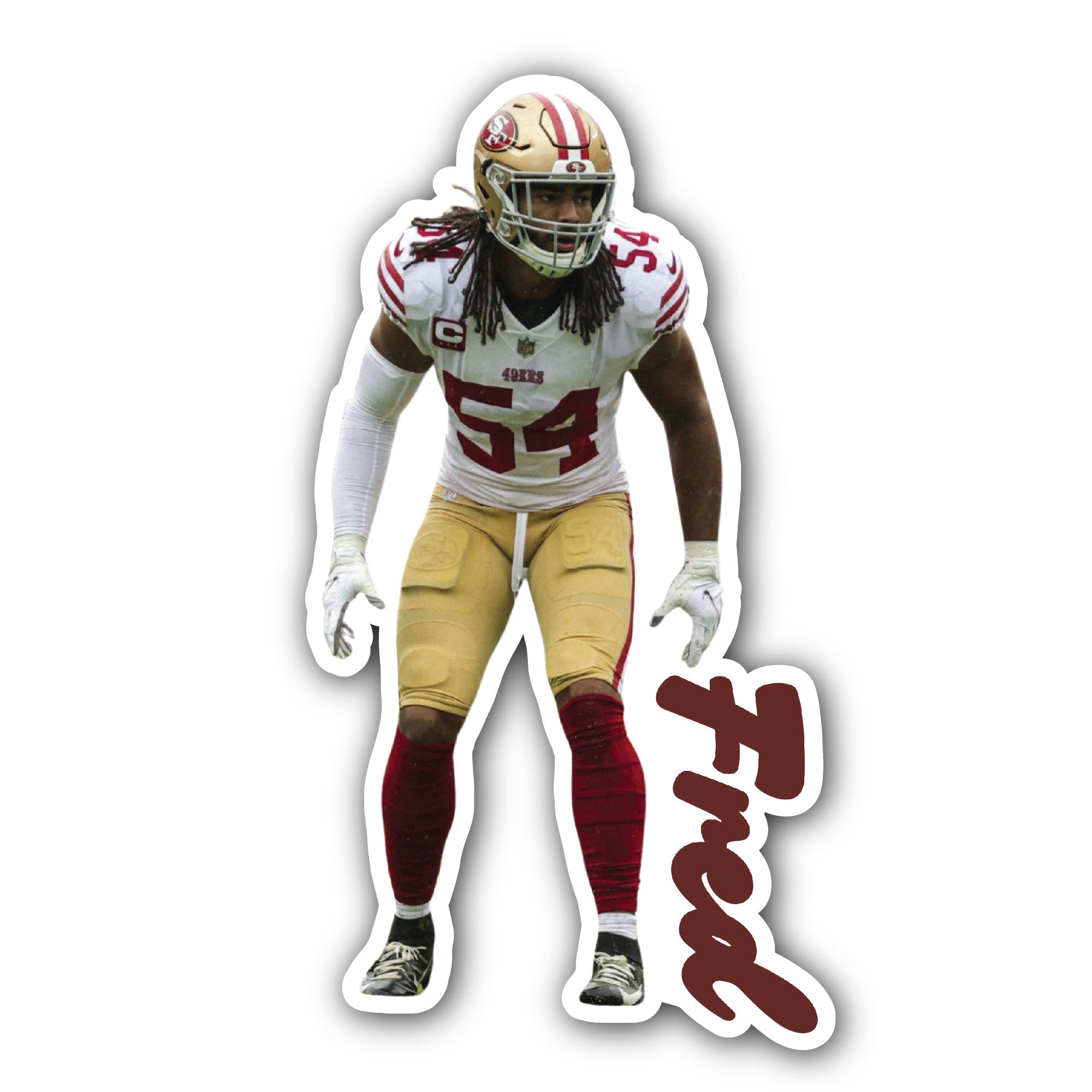 Fred Warner Sticker, Waterproof Vinyl Decal Sticker Indoor Or Outdoor 2 (Pieces) 3" and 5"