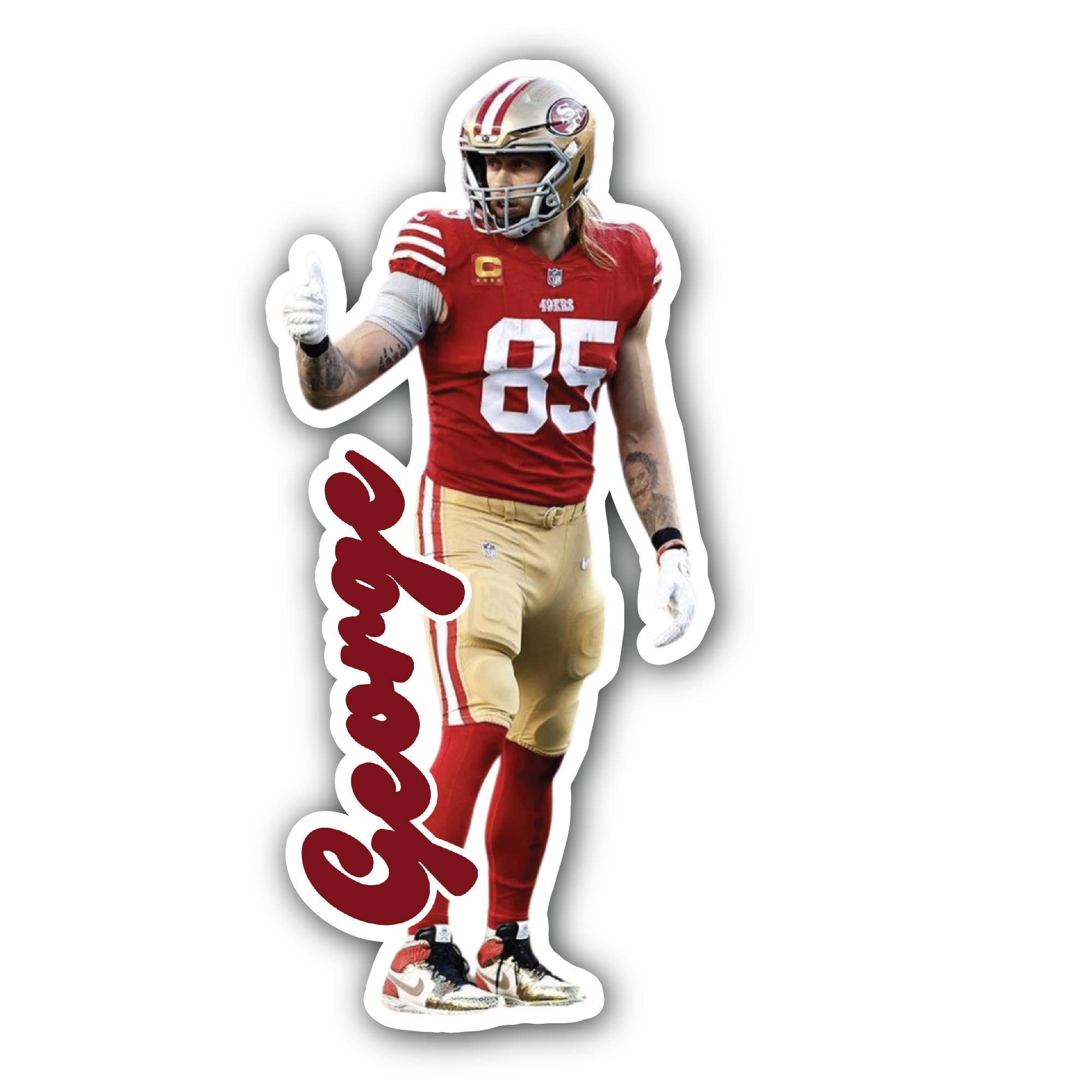 George Kittle Sticker, Waterproof Vinyl Decal Sticker Indoor Or Outdoor 2 (Pieces) 3" and 5"