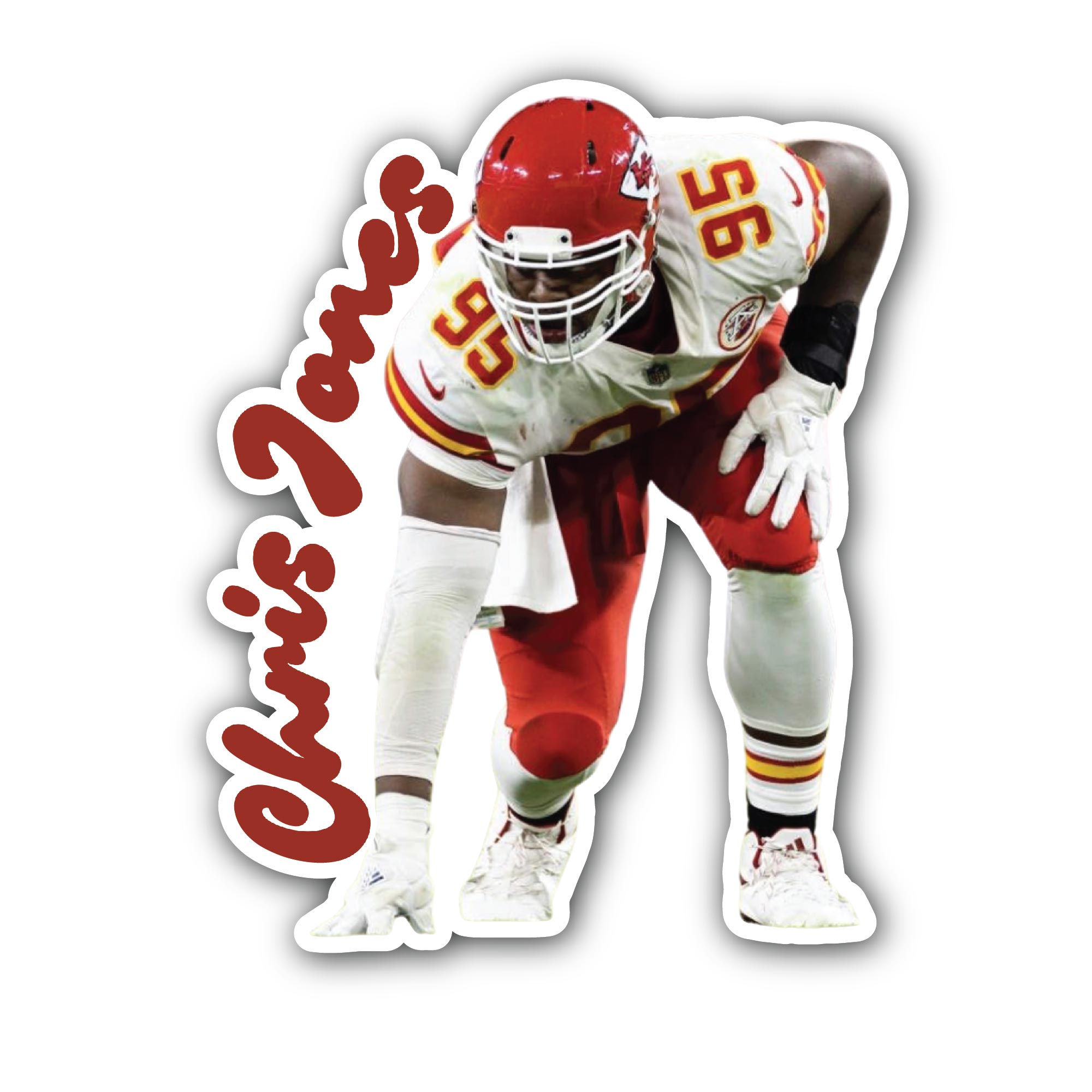 Chris Jones Sticker, Waterproof Vinyl Decal Sticker Indoor Or Outdoor 2 (Pieces) 3" and 5"