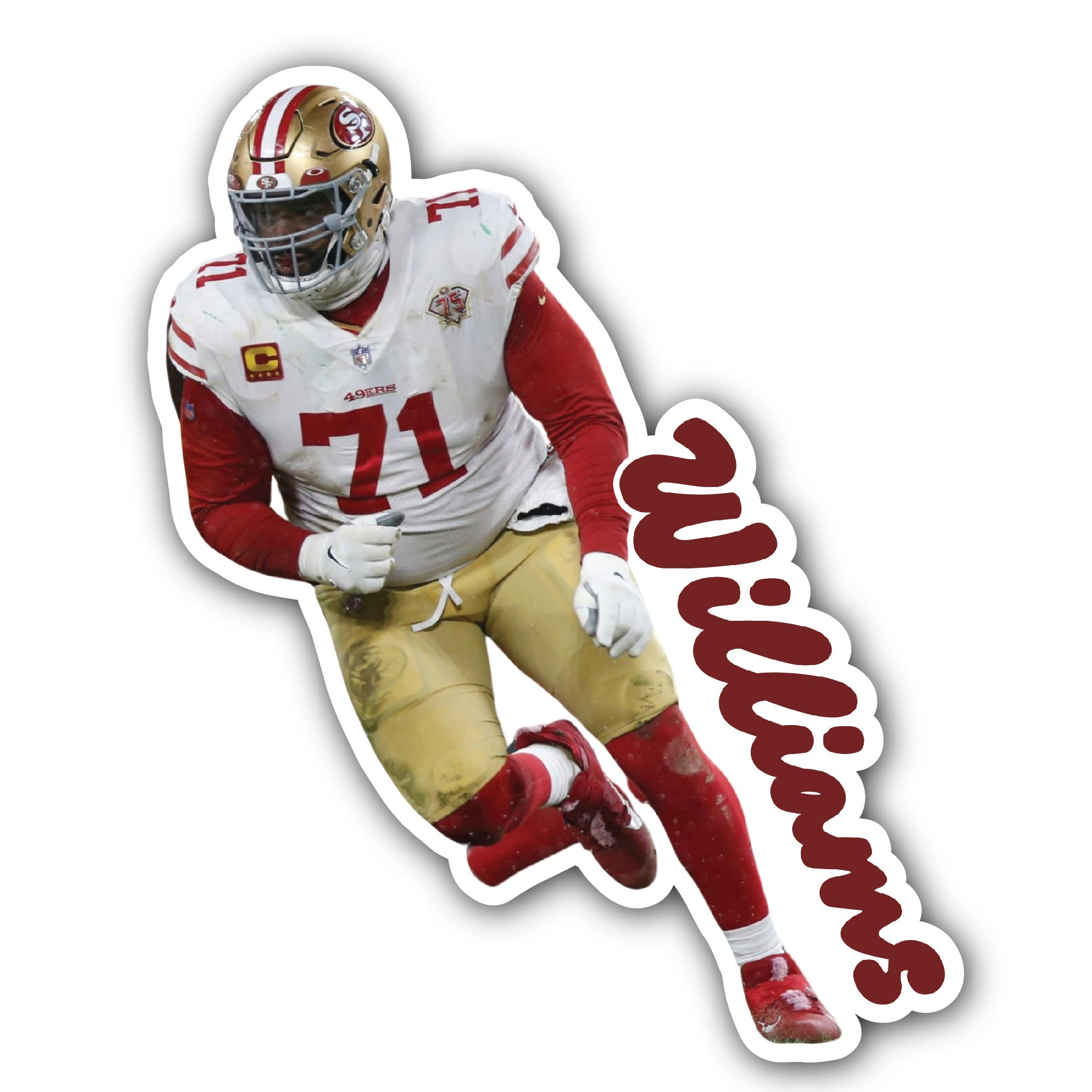 Trent Williams Sticker, Waterproof Vinyl Decal Sticker Indoor Or Outdoor 2 (Pieces) 3" and 5"