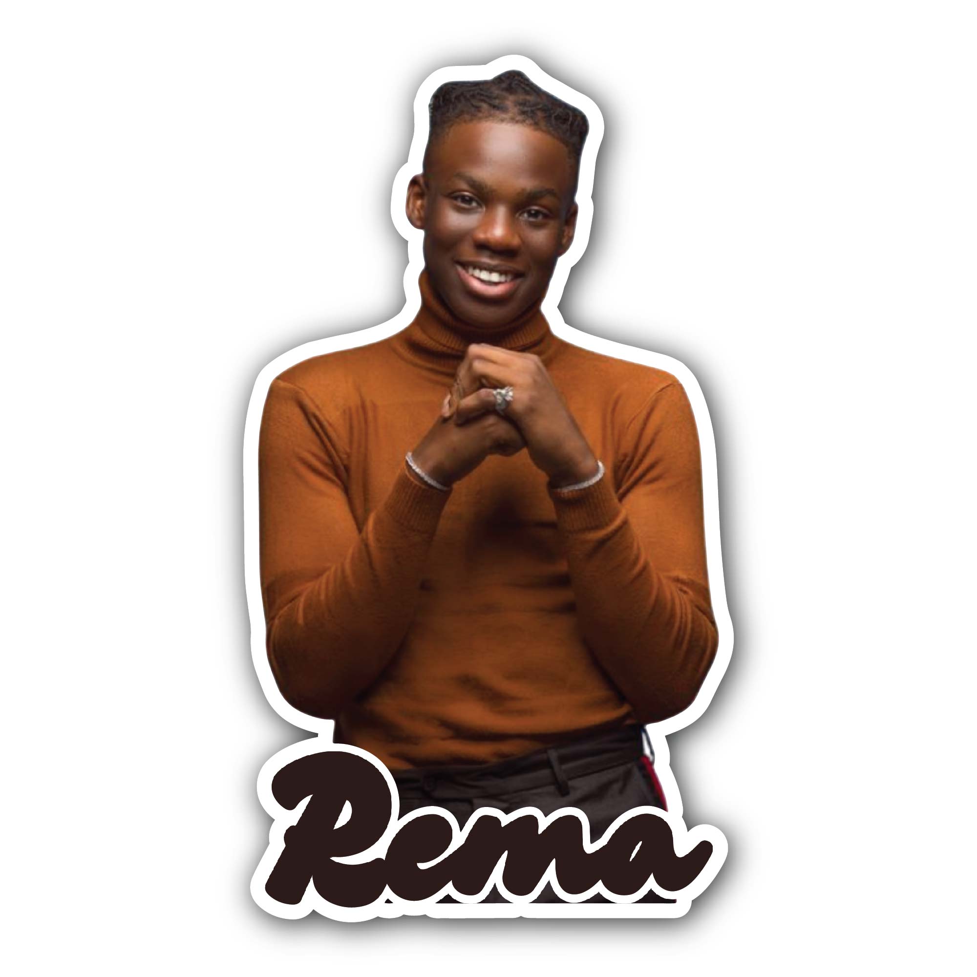 Rema Portrait Sticker, Waterproof Vinyl Decal Sticker Indoor Or Outdoor 2 (Pieces) 3" and 5"