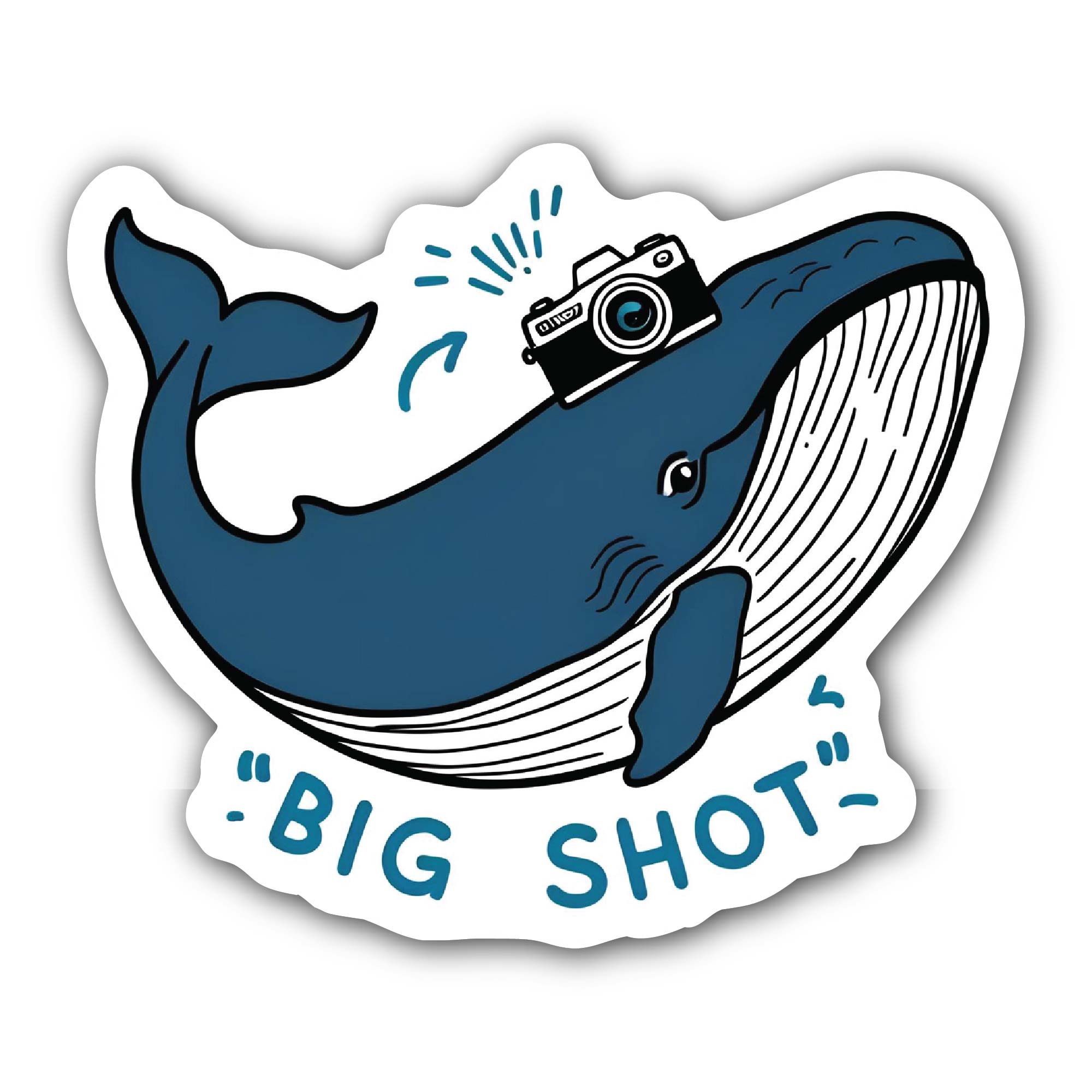 Big Shot Whale Sticker, Waterproof Vinyl Decal Sticker Indoor Or Outdoor 2 (Pieces) 3" and 5"