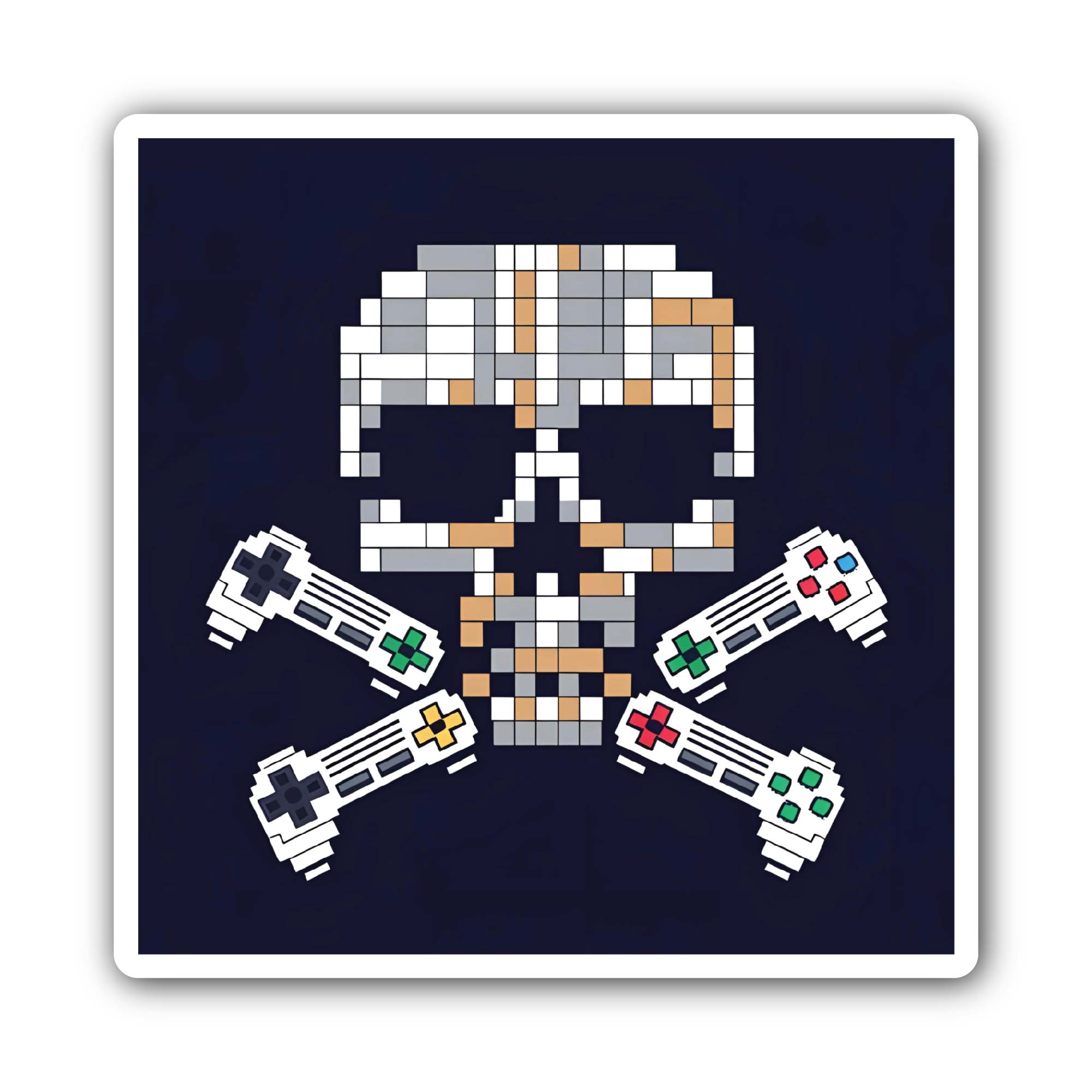 Game Over Skull Sticker, Waterproof Vinyl Decal Sticker Indoor Or Outdoor 2 (Pieces) 3" and 5"