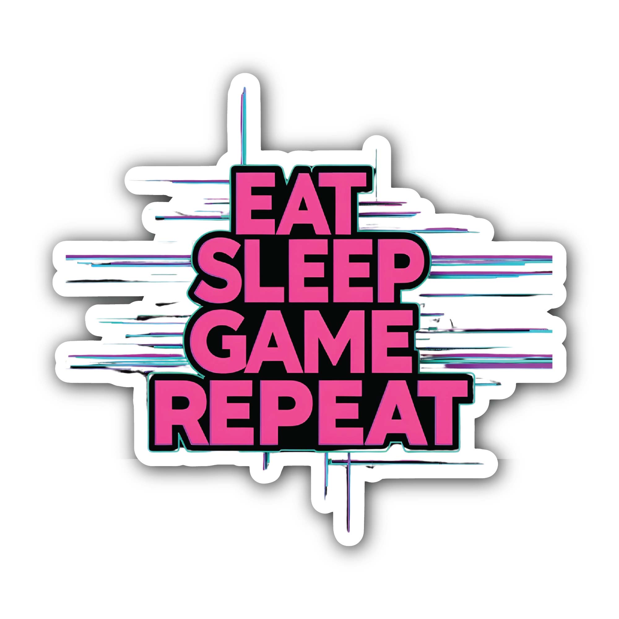 Eat Sleep Game Repeat Sticker, Waterproof Vinyl Decal Sticker Indoor Or Outdoor 2 (Pieces) 3" and 5"