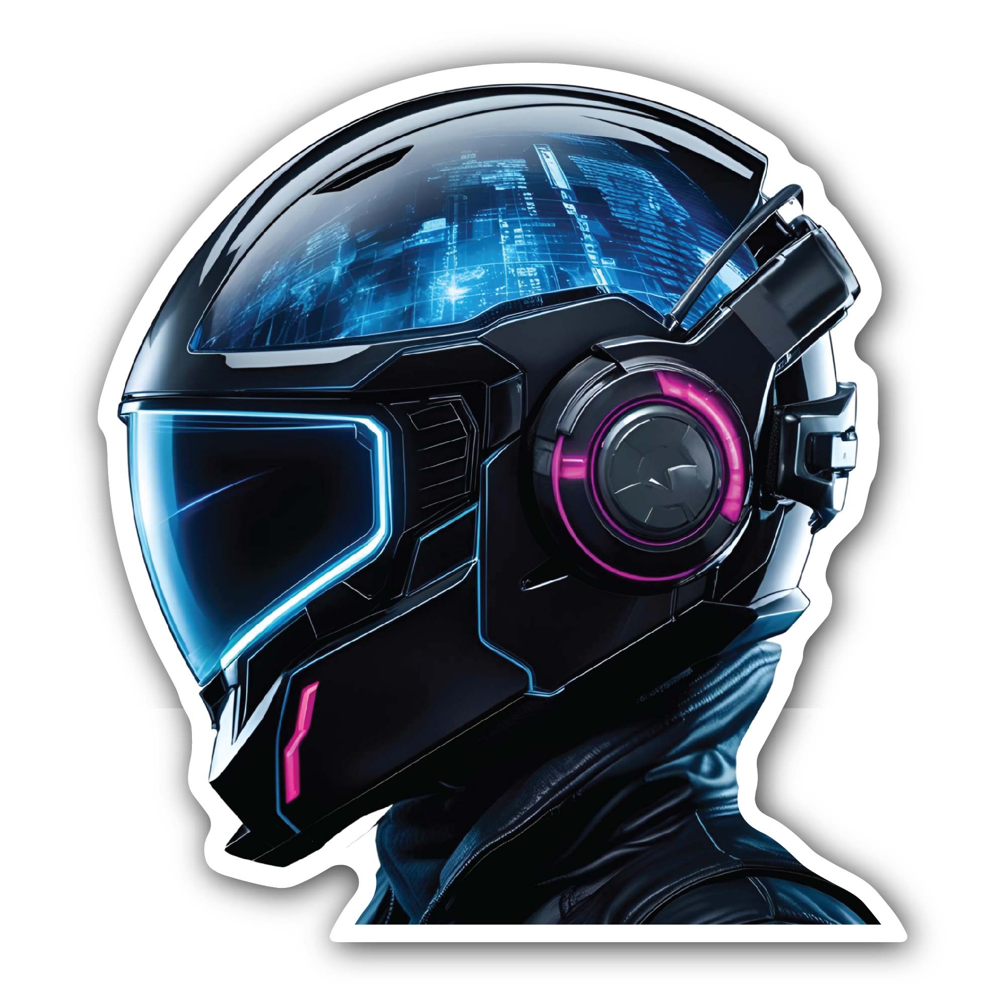 Cyberpunk Helmet Sticker, Waterproof Vinyl Decal Sticker Indoor Or Outdoor 2 (Pieces) 3" and 5"