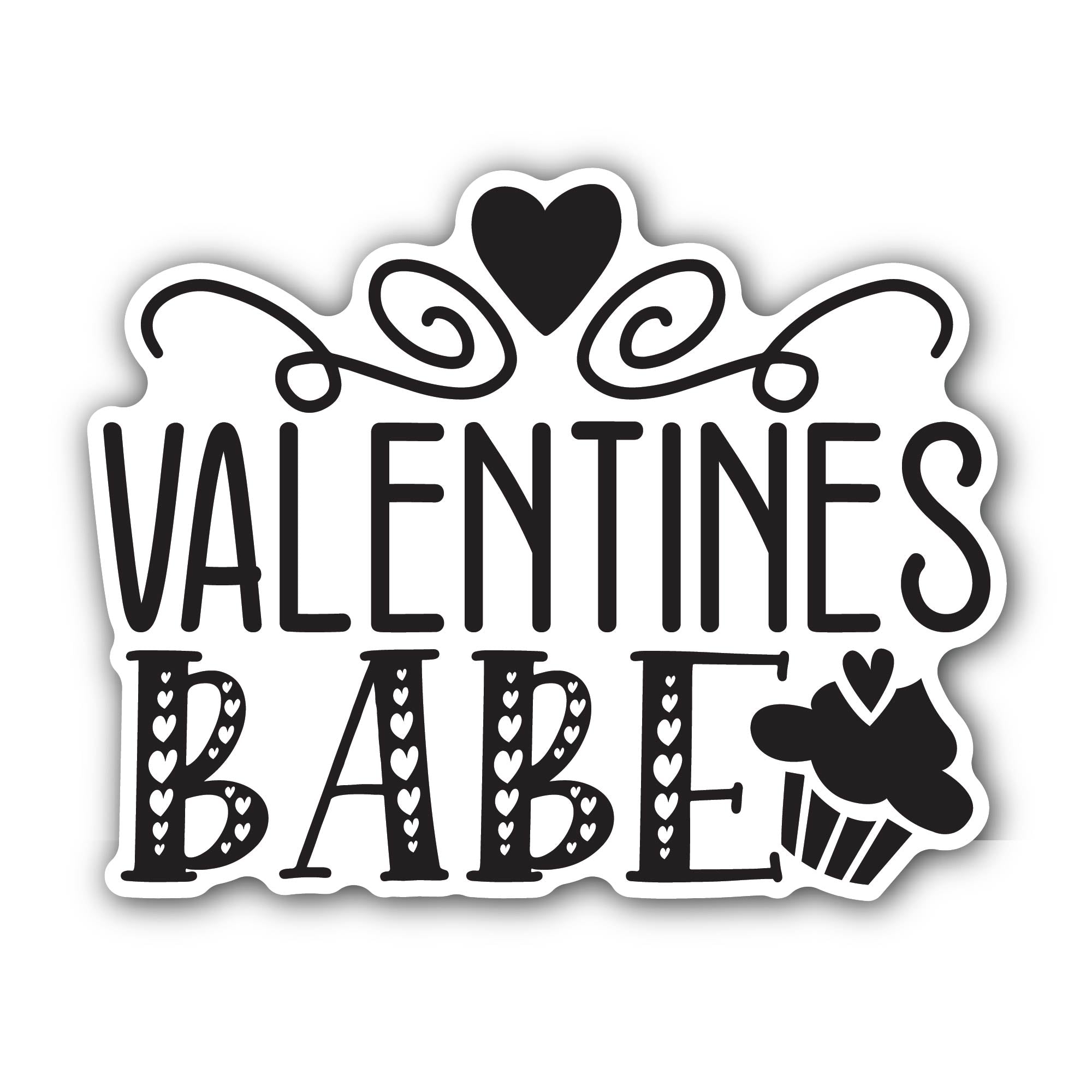 Valentines Babe Sticker, Waterproof Vinyl Decal Sticker Indoor Or Outdoor 2 (Pieces) 3" and 5"