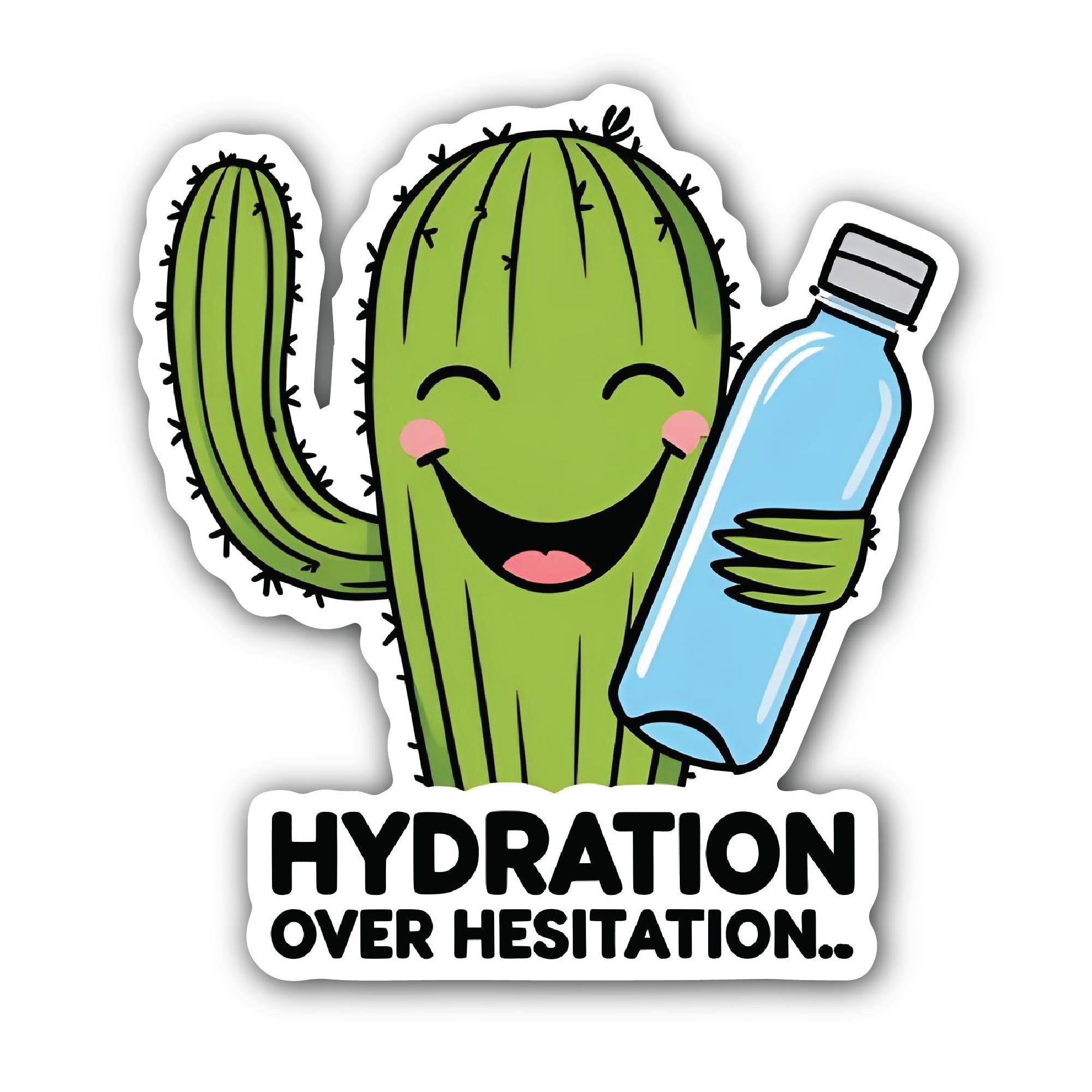 Hydrated Cactus Sticker, Waterproof Vinyl Decal Sticker Indoor Or Outdoor 2 (Pieces) 3" and 5"