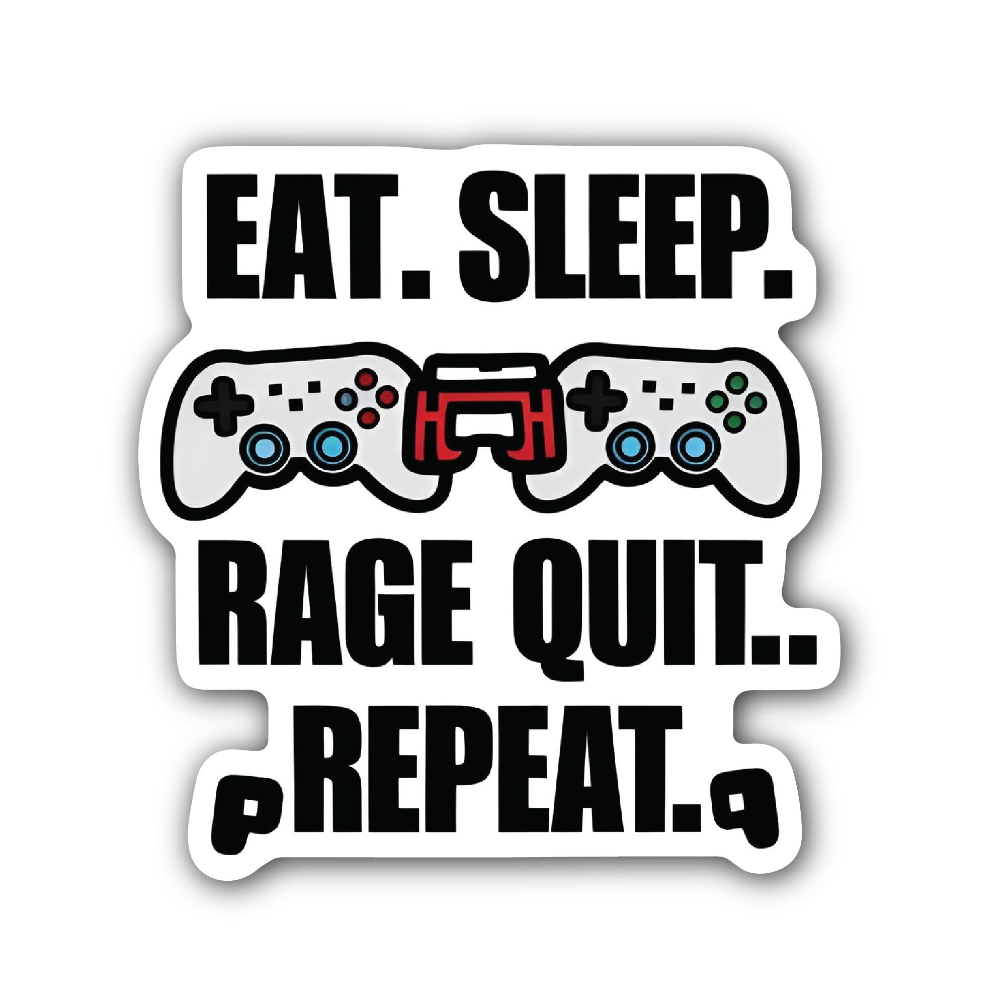 Eat Sleep Game Repeat Sticker, Waterproof Vinyl Decal Sticker Indoor Or Outdoor 2 (Pieces) 3" and 5"