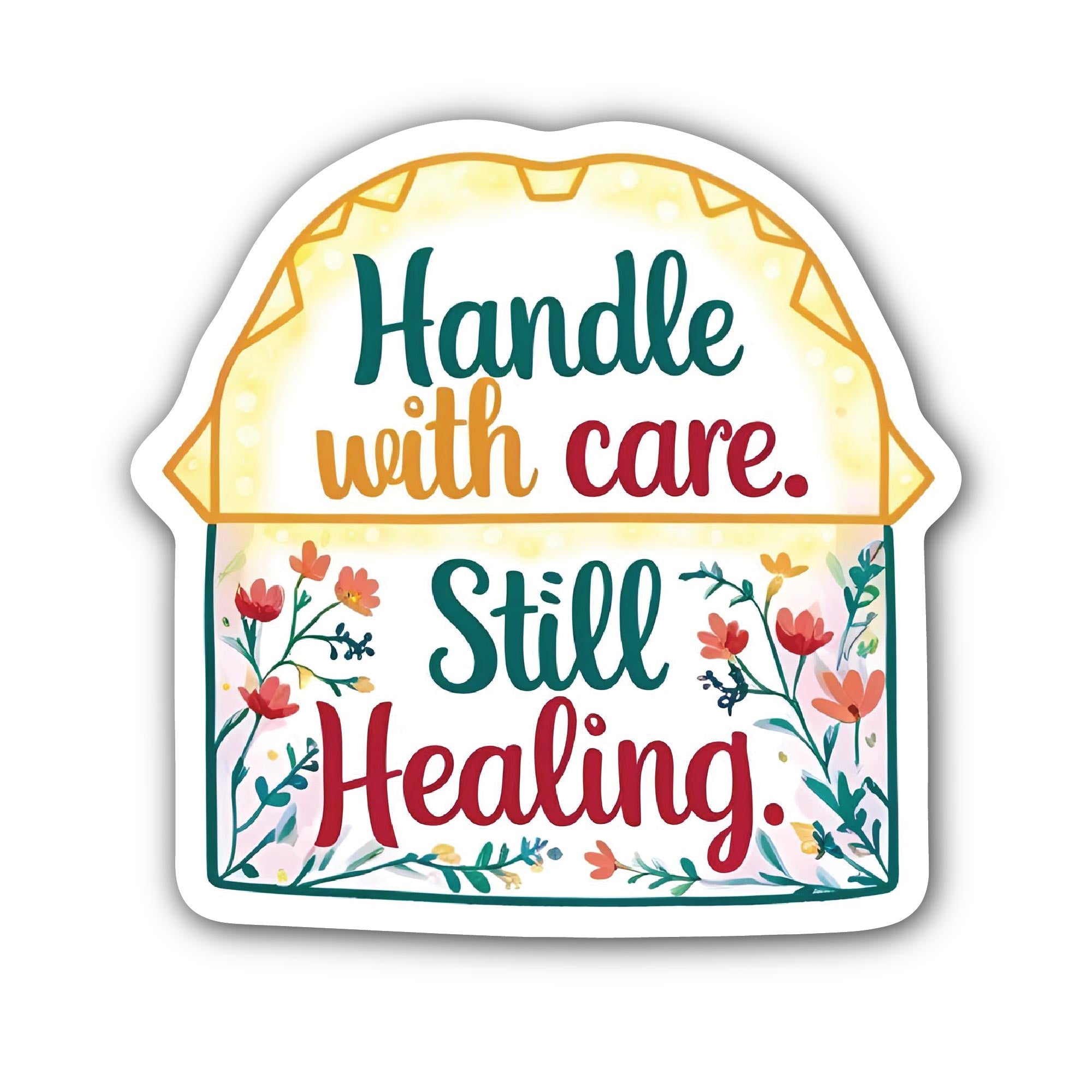 Handle with care still Healing Sticker, Waterproof Vinyl Decal Sticker Indoor Or Outdoor 2 (Pieces) 3" and 5"