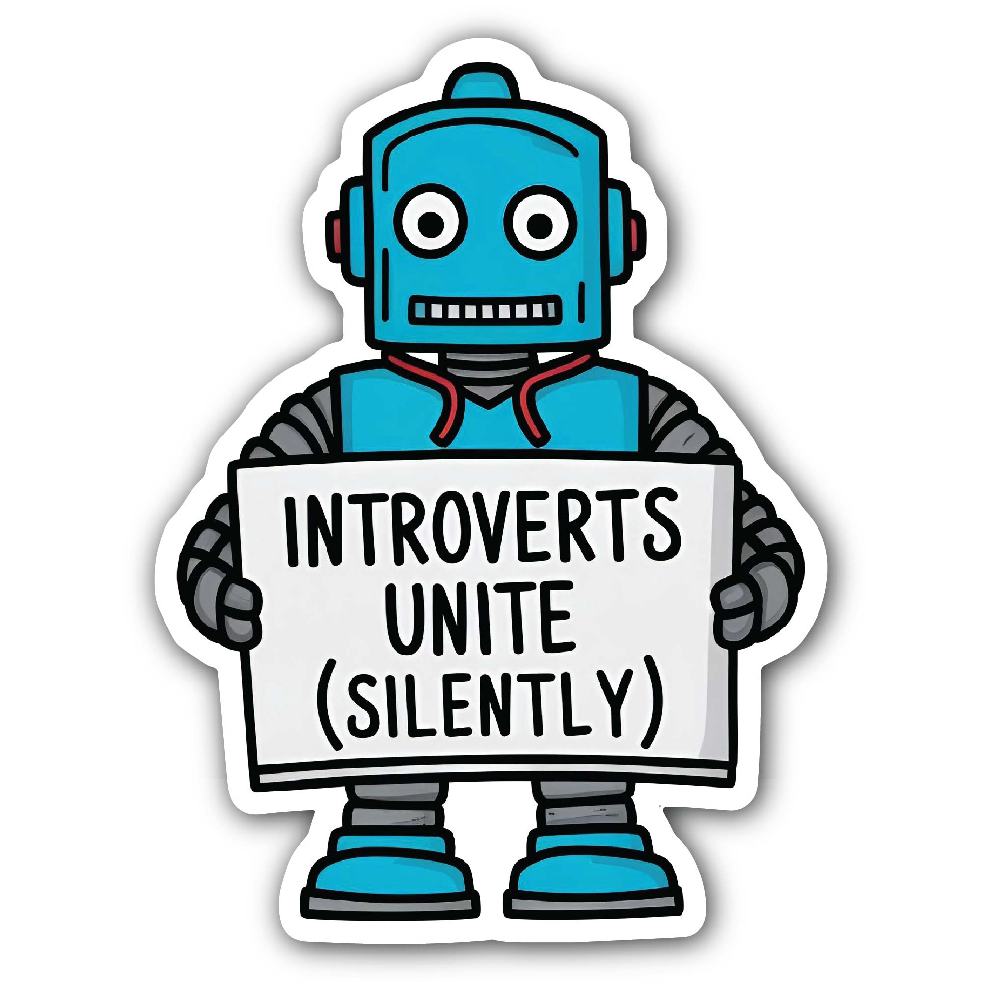 Introverts Unite (Silently) Sticker, Waterproof Vinyl Decal Sticker Indoor Or Outdoor 2 (Pieces) 3" and 5"