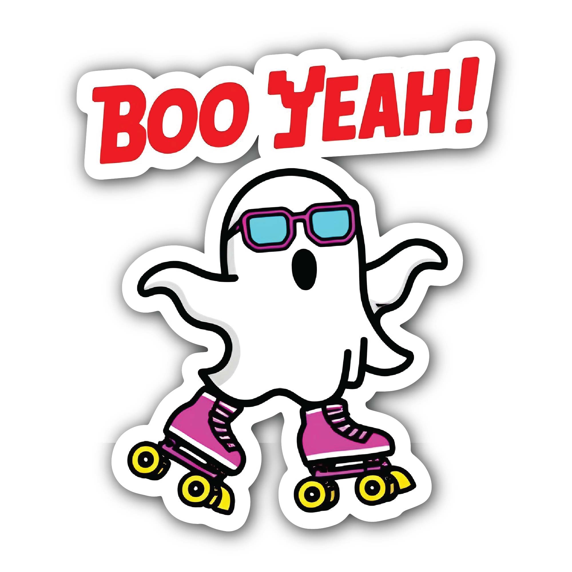 Boo Yeah Ghost Sticker, Waterproof Vinyl Decal Sticker Indoor Or Outdoor 2 (Pieces) 3" and 5"