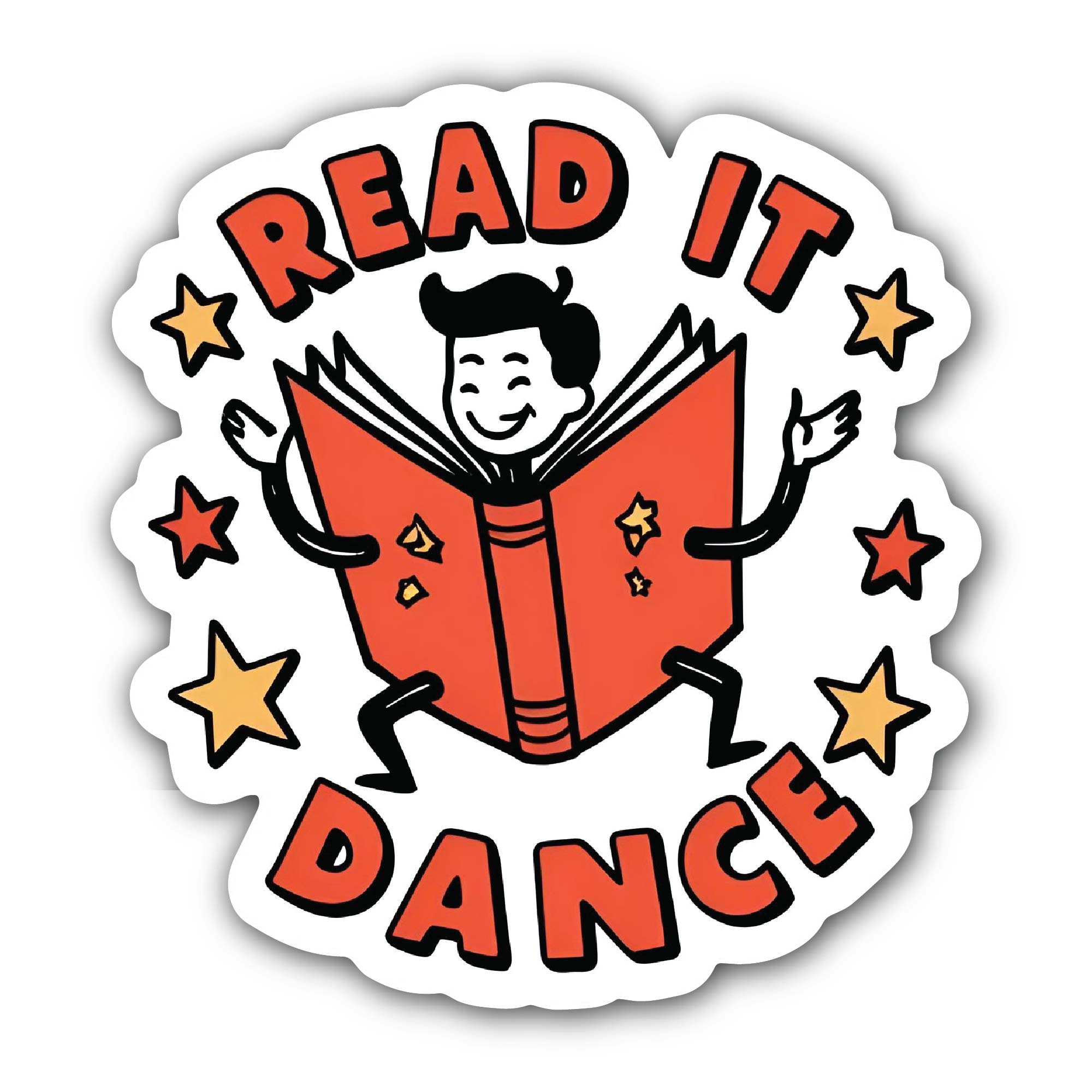 Read It Dance Sticker, Waterproof Vinyl Decal Sticker Indoor Or Outdoor 2 (Pieces) 3" and 5"