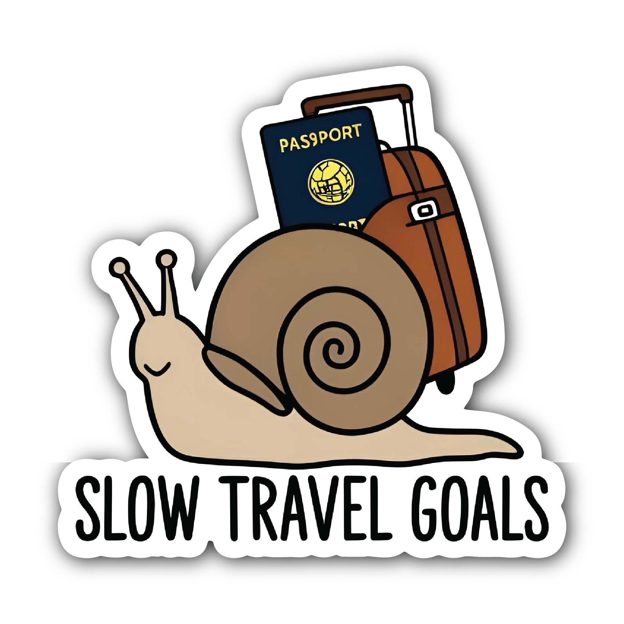 Slow Travel Goals Snail Sticker, Waterproof Vinyl Decal Sticker Indoor Or Outdoor 2 (Pieces) 3" and 5"