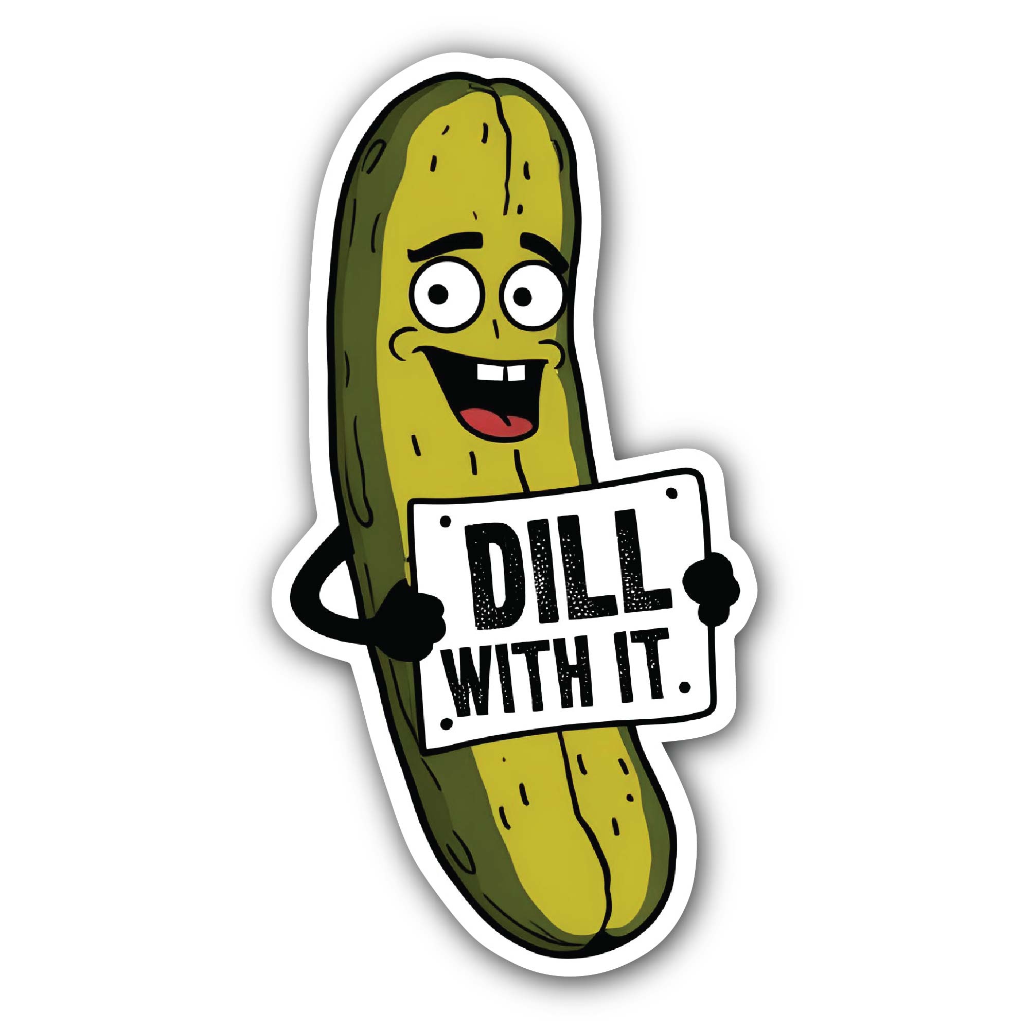 Dill With It Pickle Sticker, Waterproof Vinyl Decal Sticker Indoor Or Outdoor 2 (Pieces) 3" and 5"
