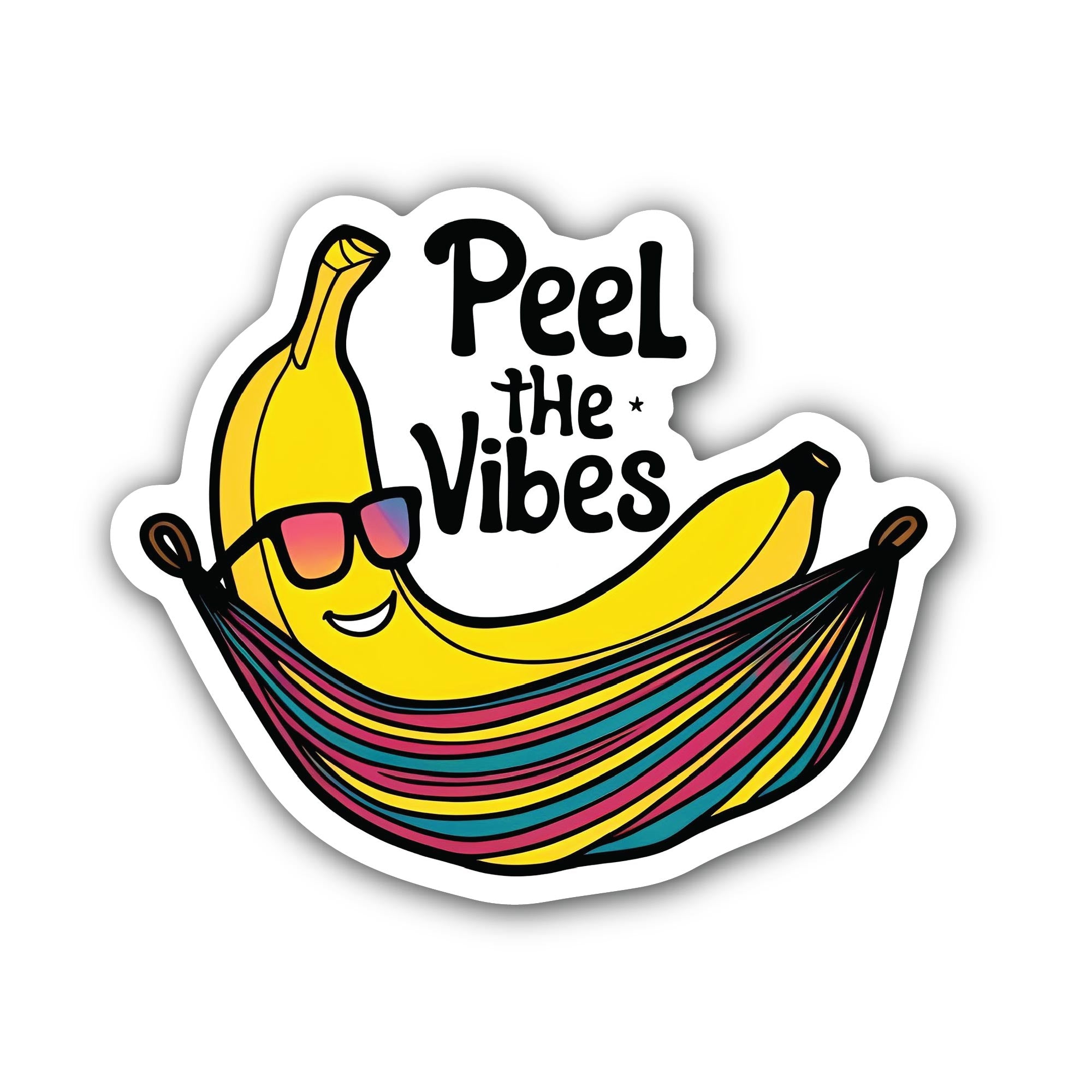 Peel the Vibes funny Banana Sticker, Waterproof Vinyl Decal Sticker Indoor Or Outdoor 2 (Pieces) 3" and 5"
