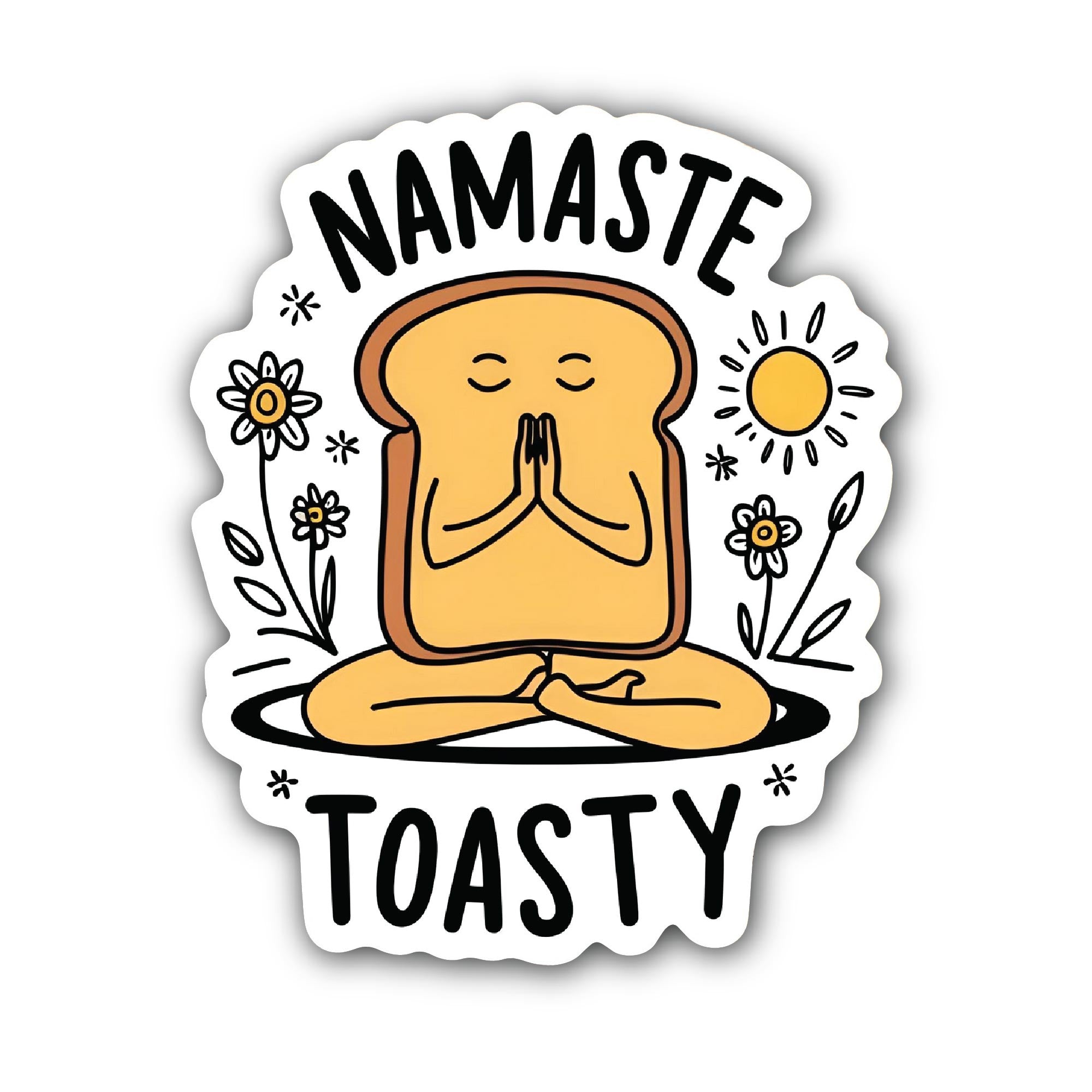 Namaste Toasty Sticker, Waterproof Vinyl Decal Sticker Indoor Or Outdoor 2 (Pieces) 3" and 5"