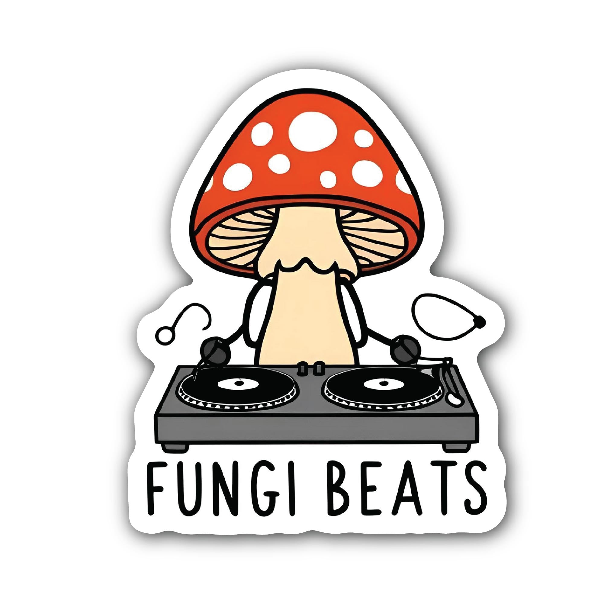 Fungi Beats Sticker, Waterproof Vinyl Decal Sticker Indoor Or Outdoor 2 (Pieces) 3" and 5"