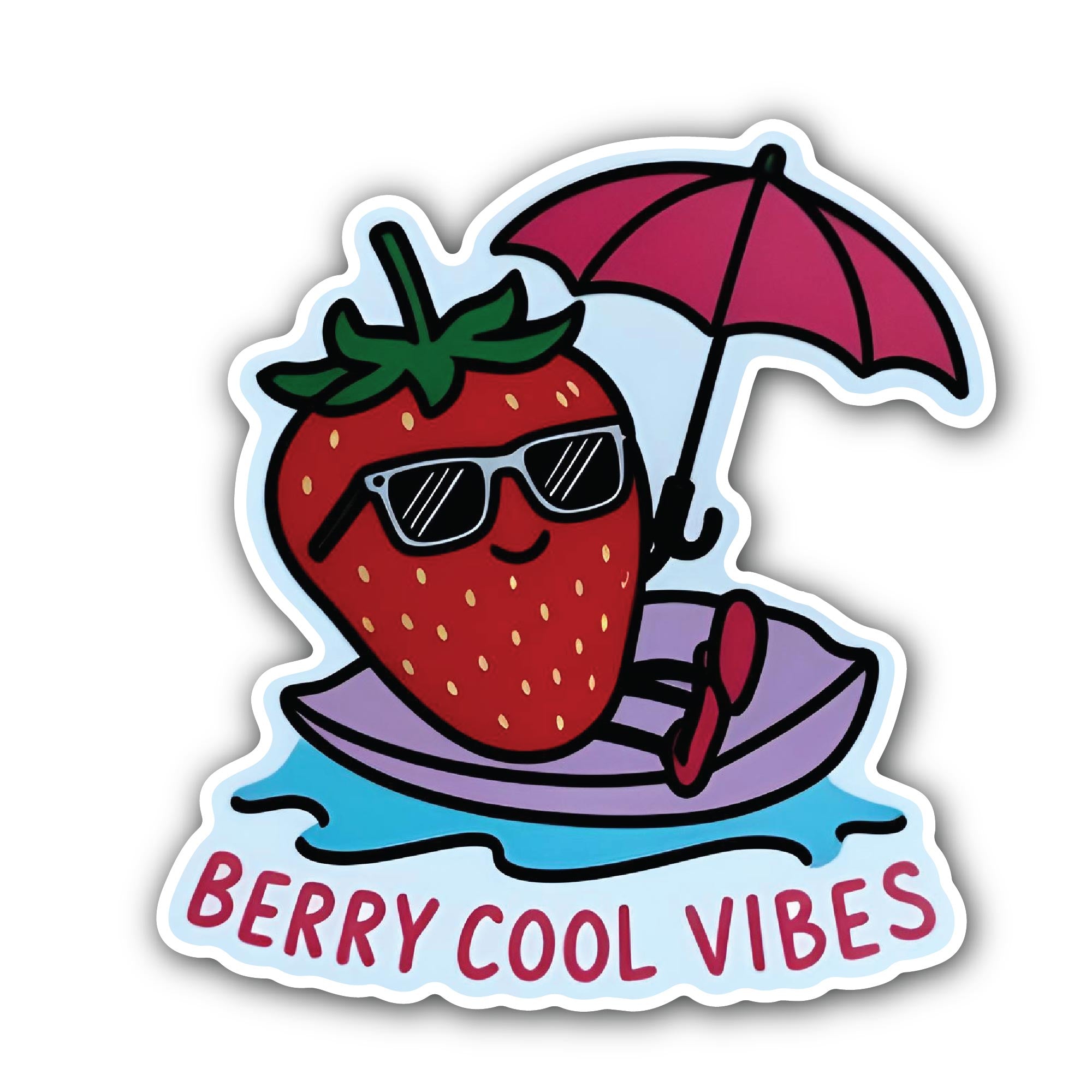 Berry Cool Vibes Sticker, Waterproof Vinyl Decal Sticker Indoor Or Outdoor 2 (Pieces) 3" and 5"