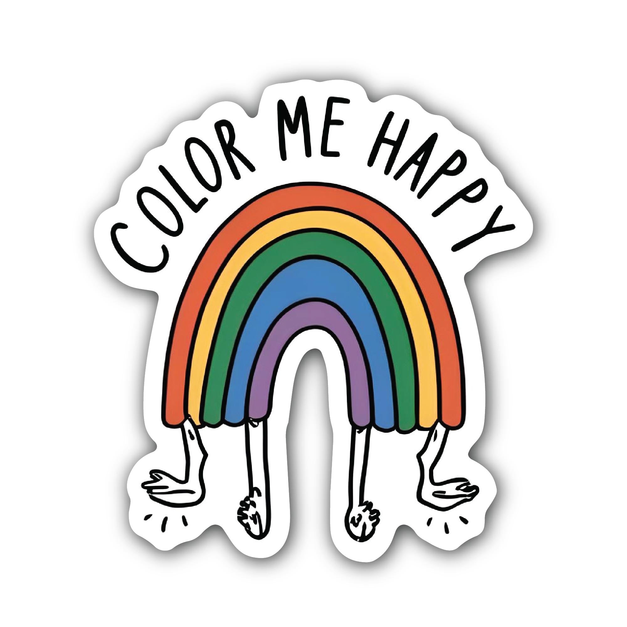 Color Me Happy Rainbow Sticker, Waterproof Vinyl Decal Sticker Indoor Or Outdoor 2 (Pieces) 3" and 5"