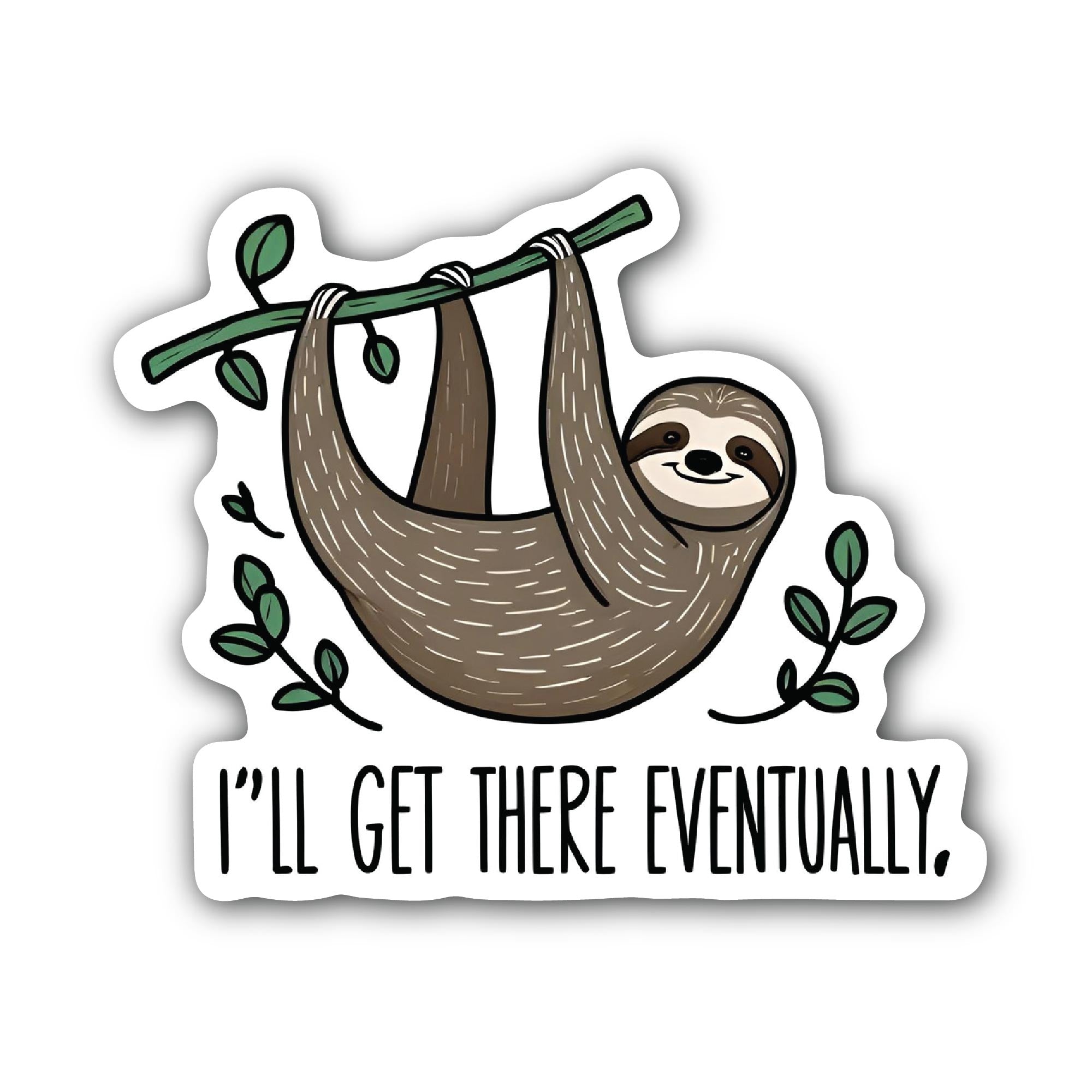 Hang In There Sloth Sticker, Waterproof Vinyl Decal Sticker Indoor Or Outdoor 2 (Pieces) 3" and 5"