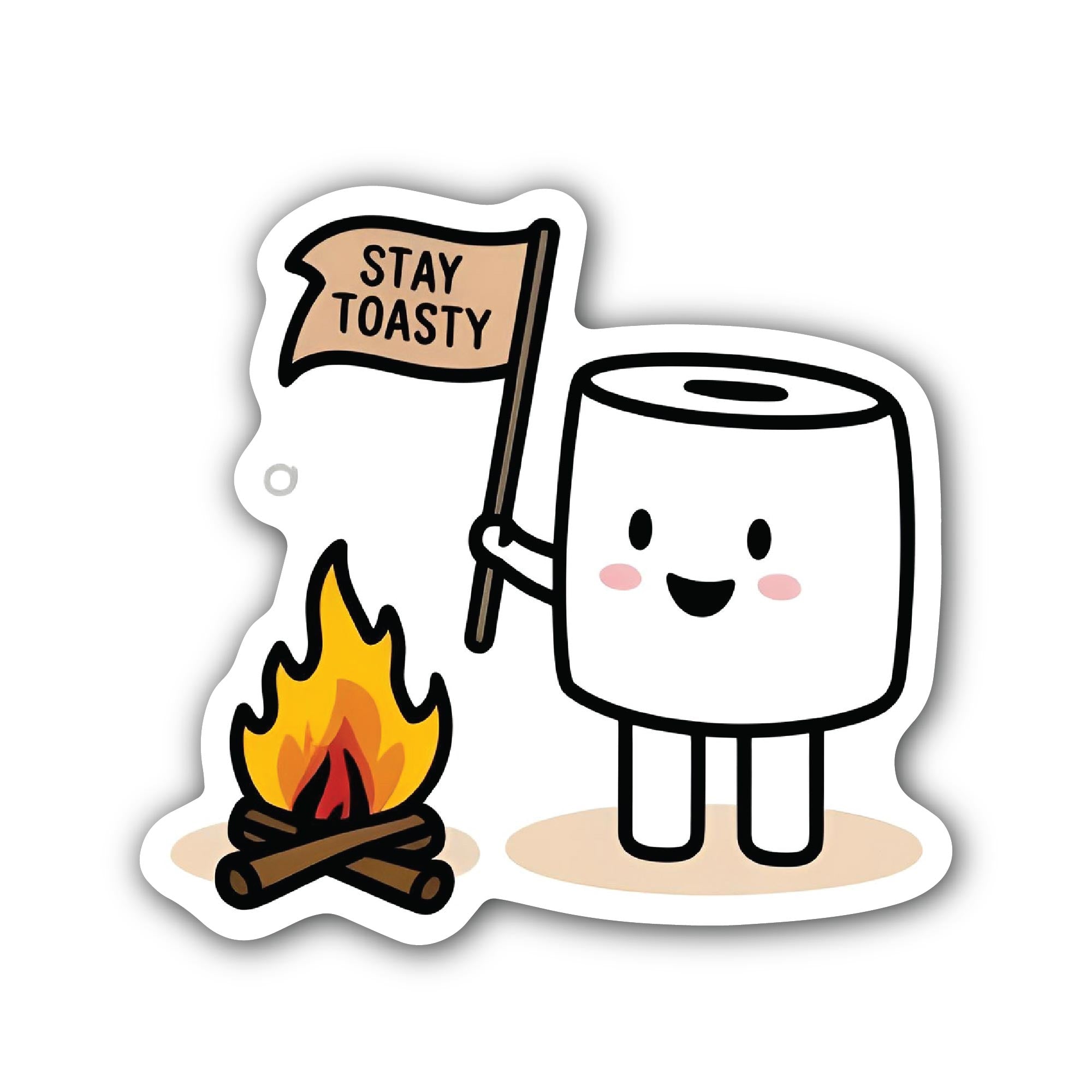 Stay Toasty Marshmallow Sticker, Waterproof Vinyl Decal Sticker Indoor Or Outdoor 2 (Pieces) 3" and 5"