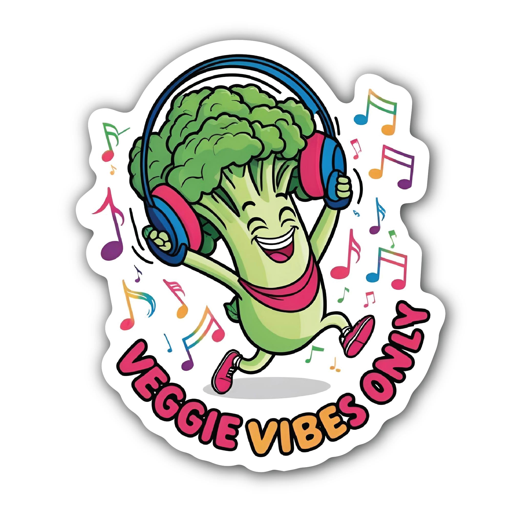 Veggie Vibes Only Sticker, Waterproof Vinyl Decal Sticker Indoor Or Outdoor 2 (Pieces) 3" and 5"