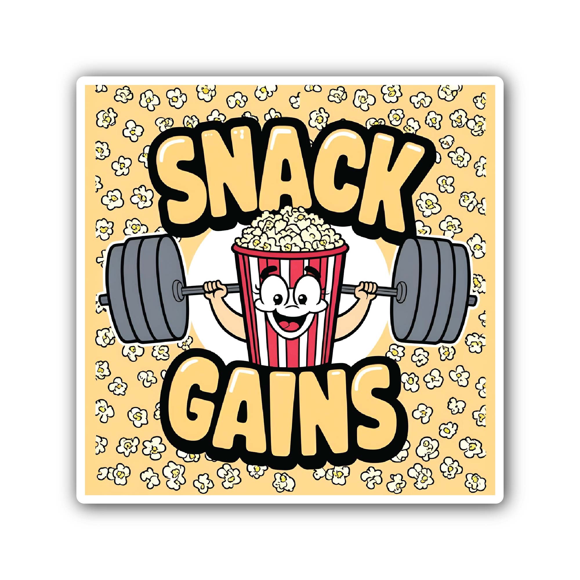 Snack Gains Sticker, Waterproof Vinyl Decal Sticker Indoor Or Outdoor 2 (Pieces) 3" and 5"