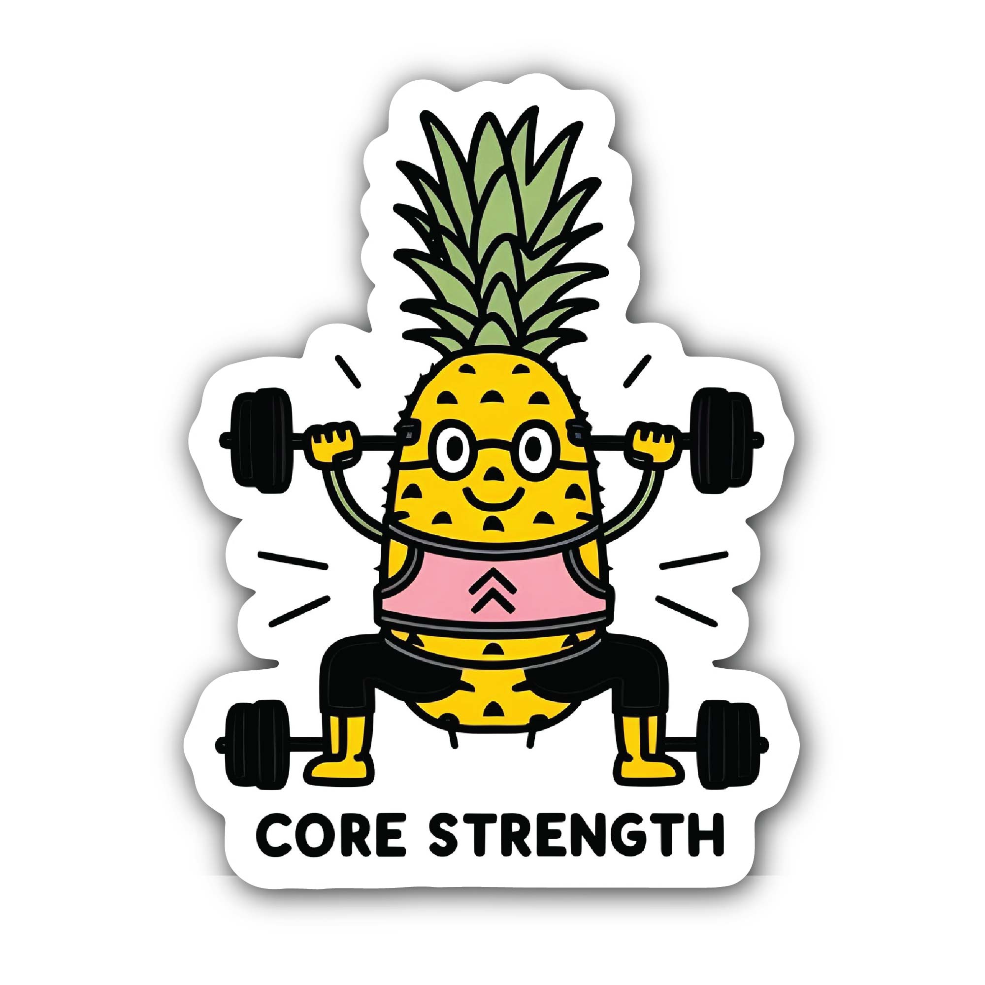 Weightlifting Pineapple Sticker, Waterproof Vinyl Decal Sticker Indoor Or Outdoor 2 (Pieces) 3" and 5"