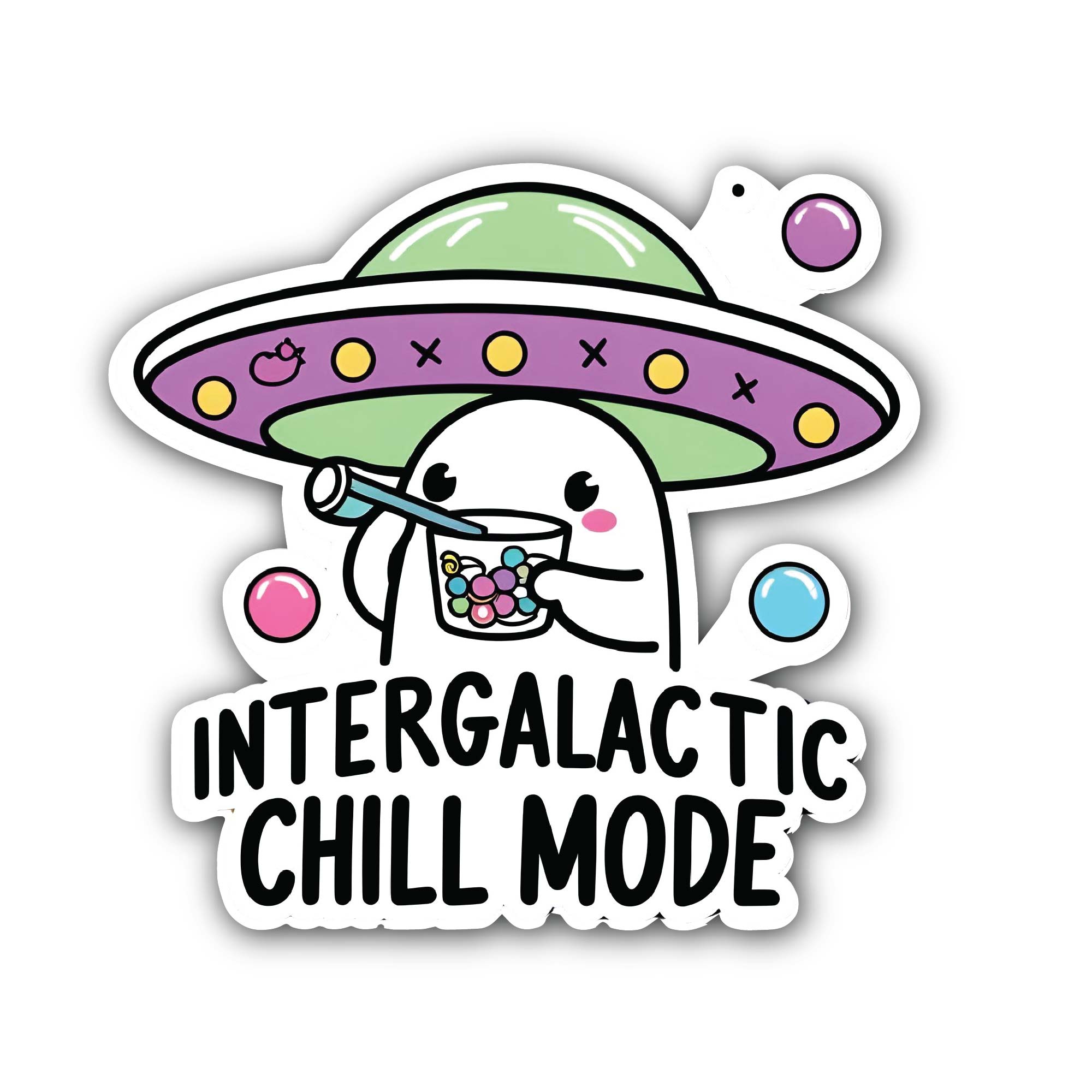 Intergalactic Chill Mode Sticker, Waterproof Vinyl Decal Sticker Indoor Or Outdoor 2 (Pieces) 3" and 5"