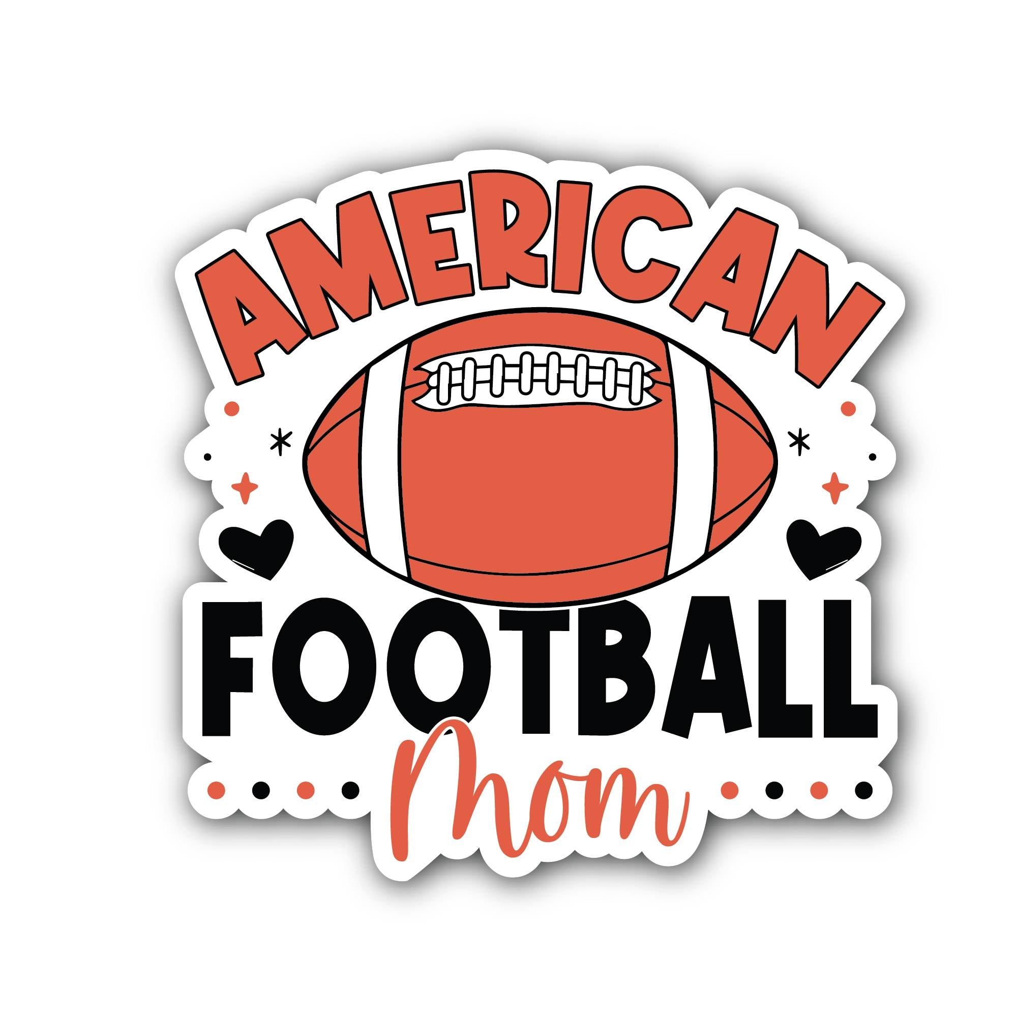 American football Mom Sticker, Waterproof Vinyl Decal Sticker Indoor Or Outdoor 2 (Pieces) 3" and 5"