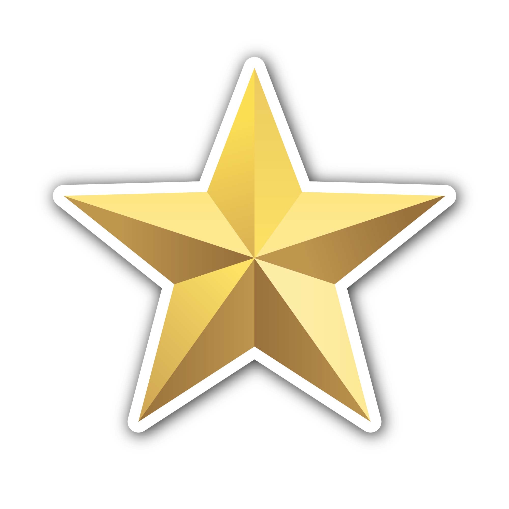 Golden Star Sticker, Waterproof Vinyl Decal Sticker Indoor Or Outdoor 2 (Pieces) 3" and 5"