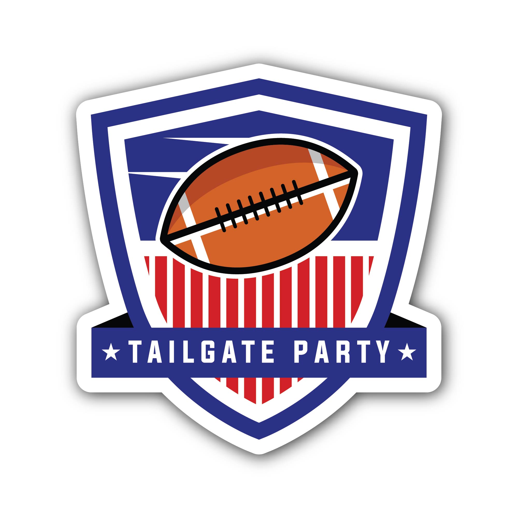 Tailgate Party Emblem Sticker, Waterproof Vinyl Decal Sticker Indoor Or Outdoor 2 (Pieces) 3" and 5"