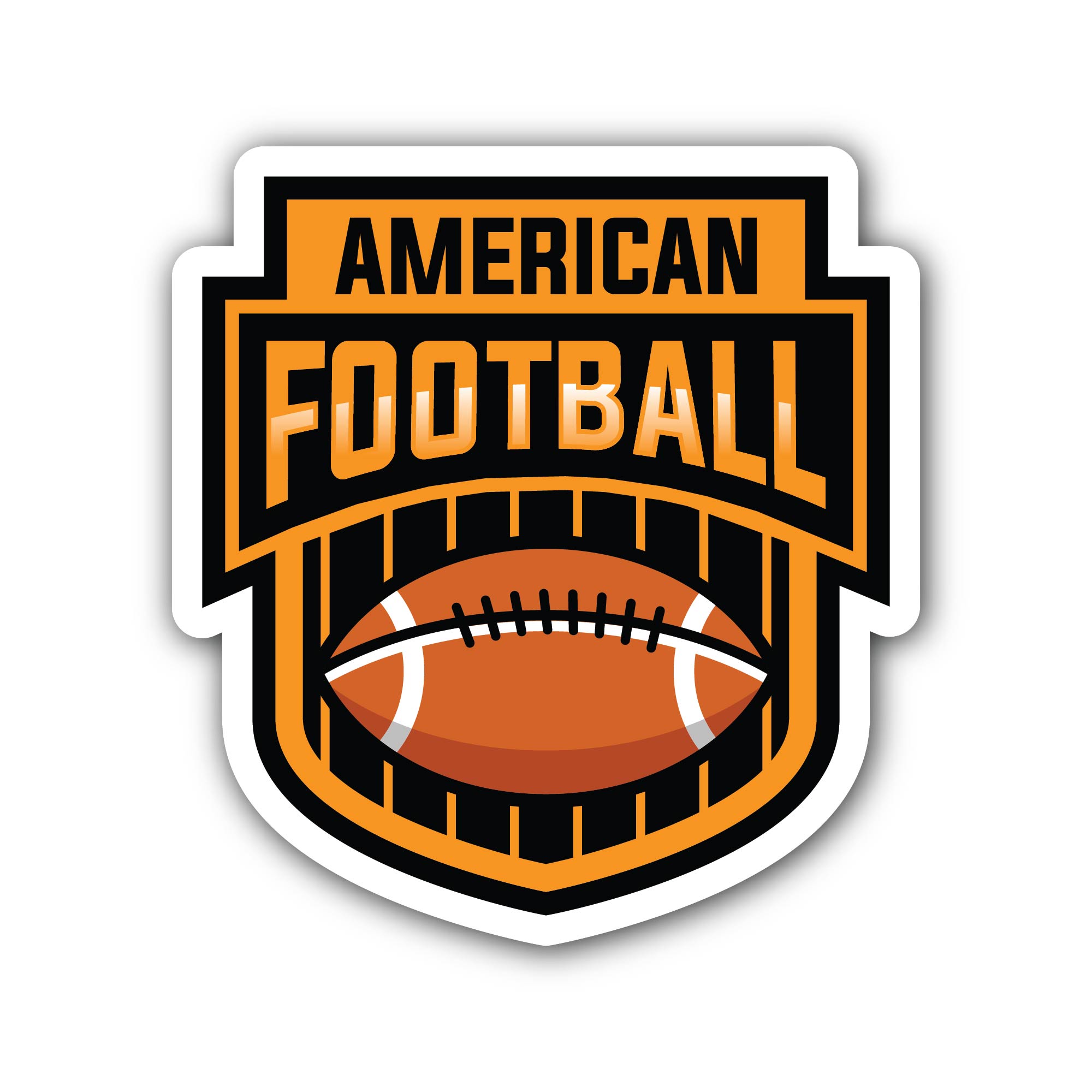 American football logo Sticker, Waterproof Vinyl Decal Sticker Indoor Or Outdoor 2 (Pieces) 3" and 5"