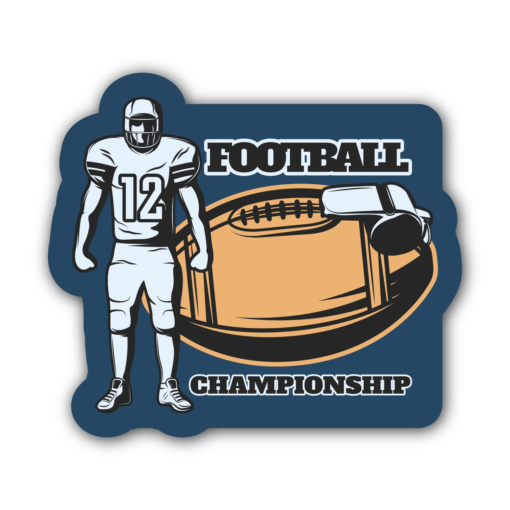 Football Championship Sticker, Waterproof Vinyl Decal Sticker Indoor Or Outdoor 2 (Pieces) 3" and 5"
