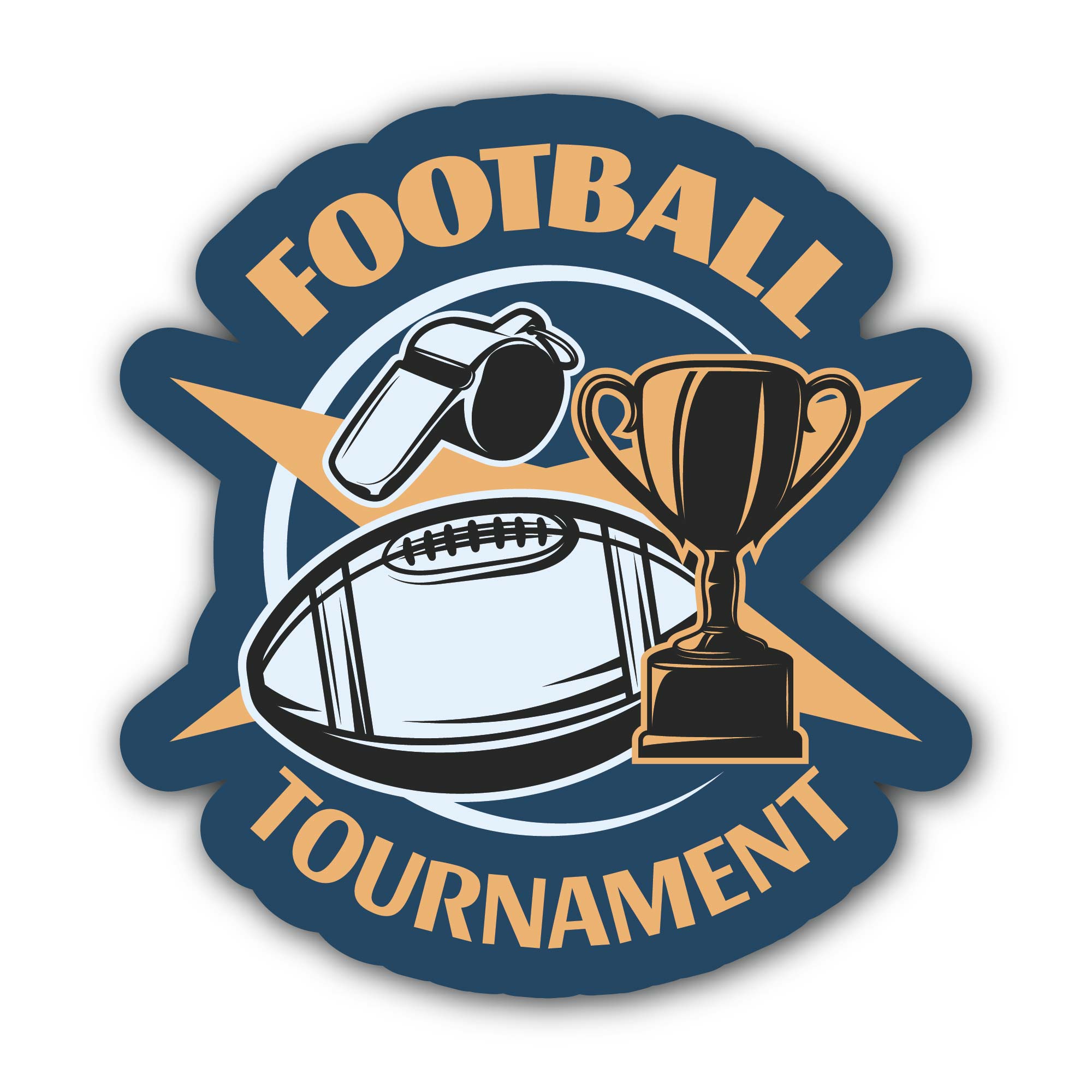 Football Tournament Sticker, Waterproof Vinyl Decal Sticker Indoor Or Outdoor 2 (Pieces) 3" and 5"