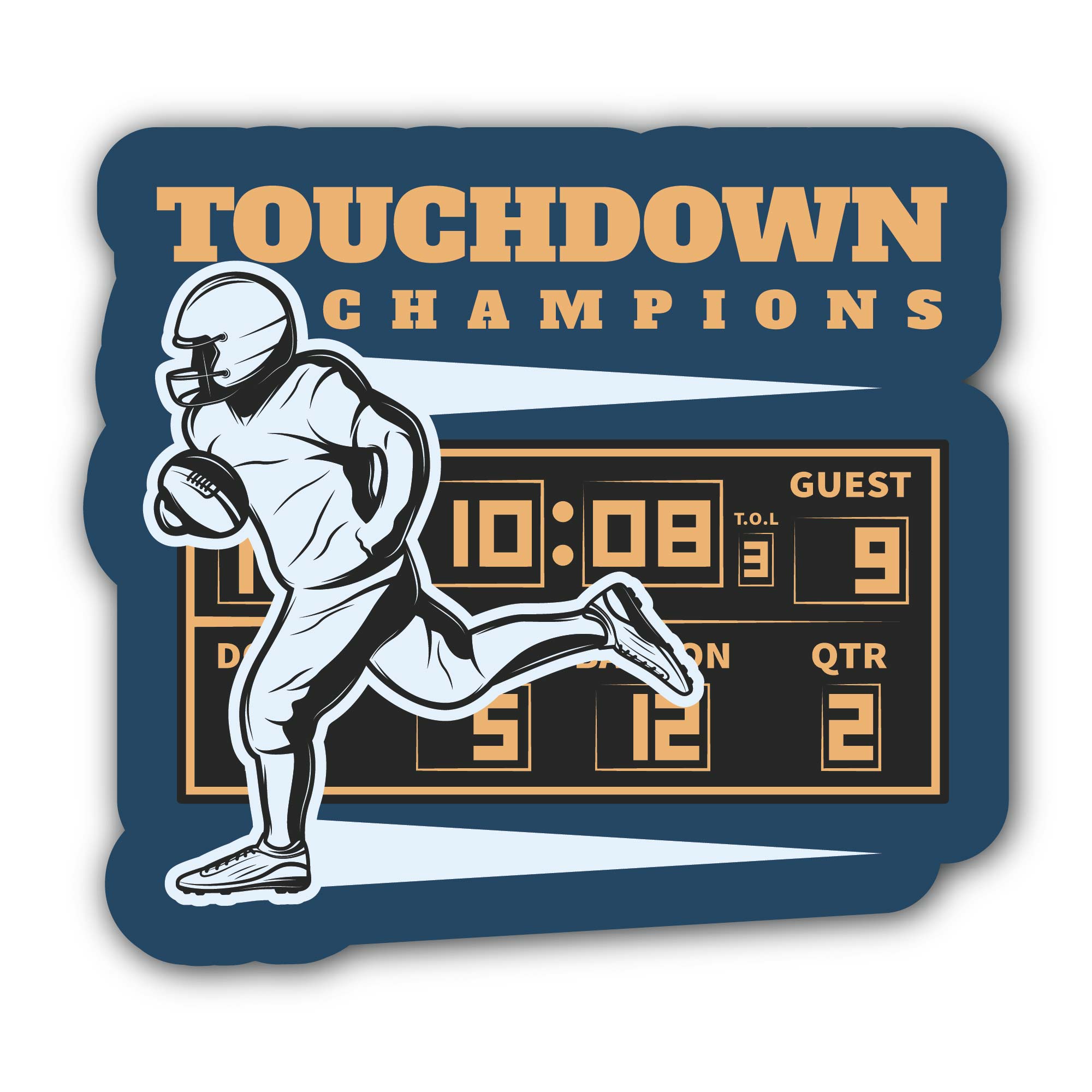 Touchdown Champions Sticker, Waterproof Vinyl Decal Sticker Indoor Or Outdoor 2 (Pieces) 3" and 5"