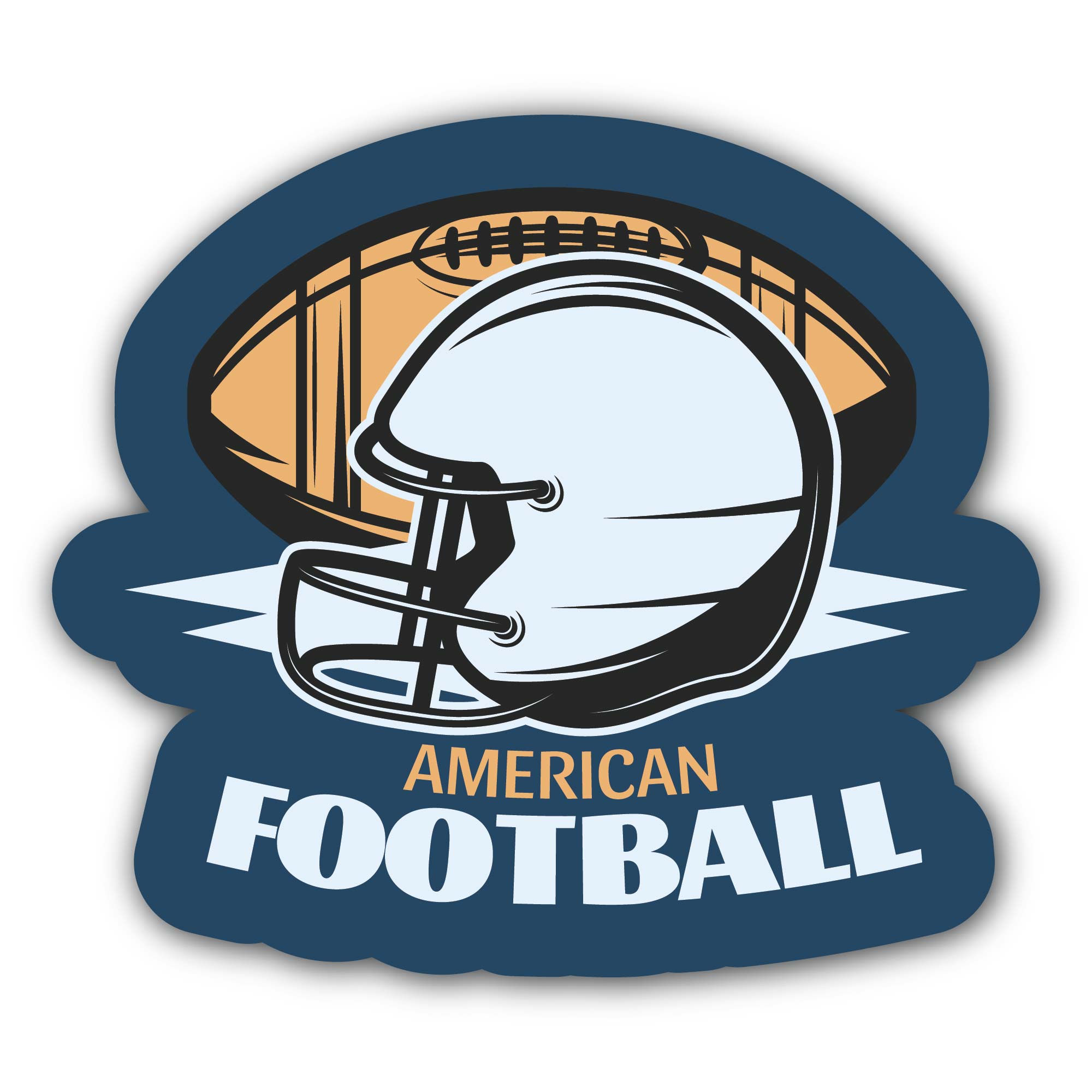 American football helmet and ball Sticker, Waterproof Vinyl Decal Sticker Indoor Or Outdoor 2 (Pieces) 3" and 5"