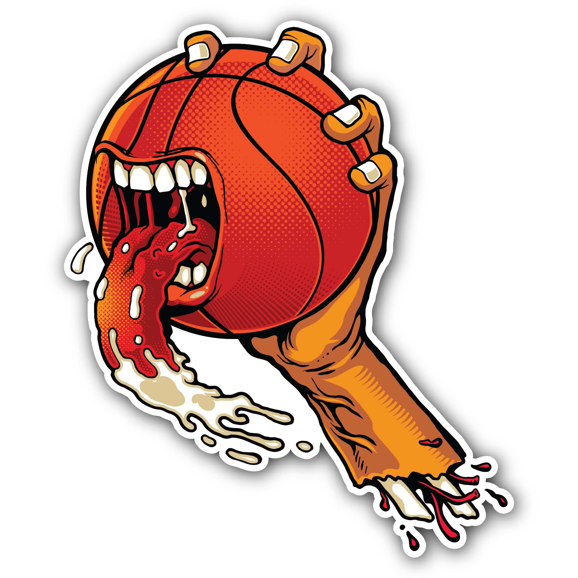 Angry Basketball Sticker, Waterproof Vinyl Decal Sticker Indoor Or Outdoor 2 (Pieces) 3" and 5"