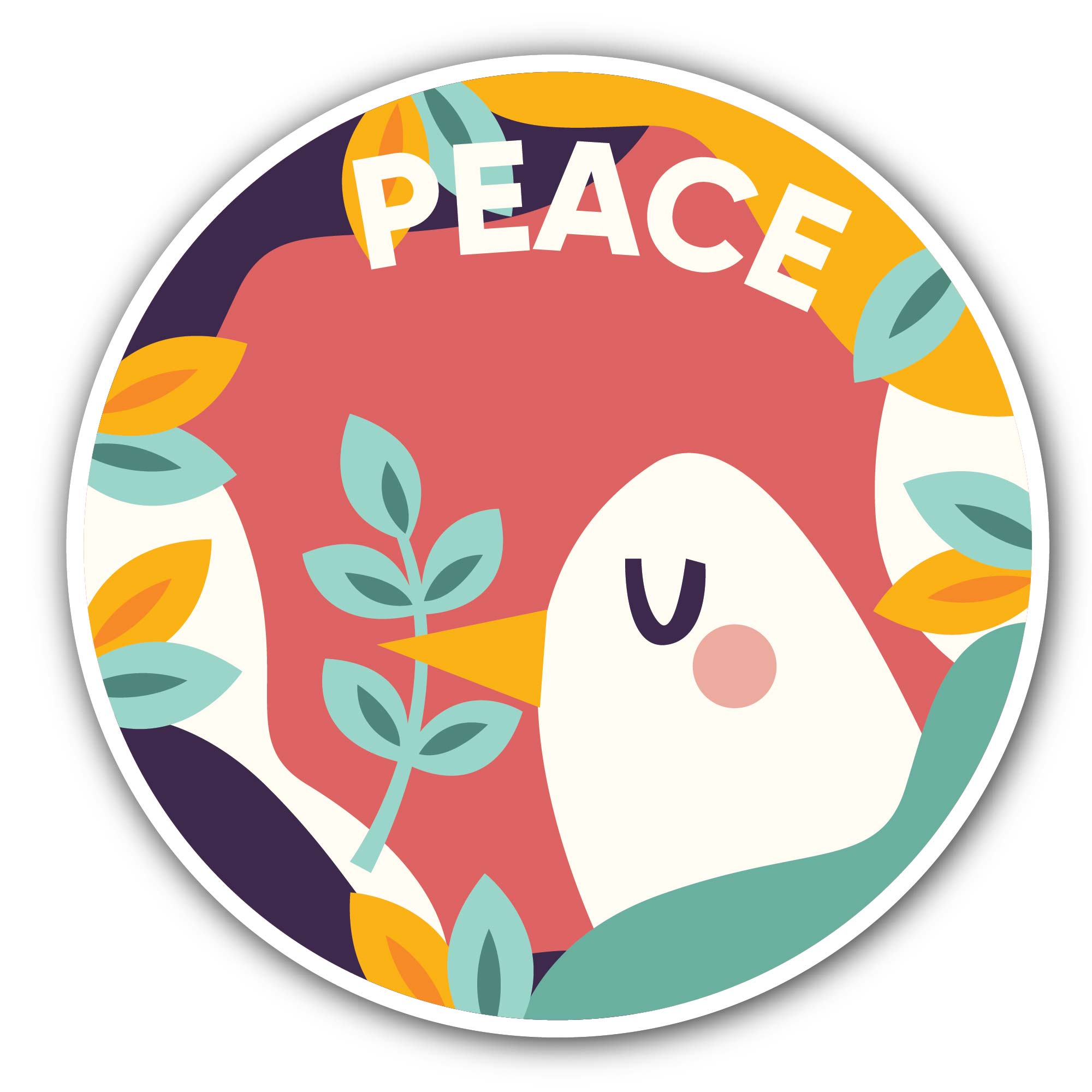 Peace Circle Sticker, Waterproof Vinyl Decal Sticker Indoor Or Outdoor 2 (Pieces) 3" and 5"