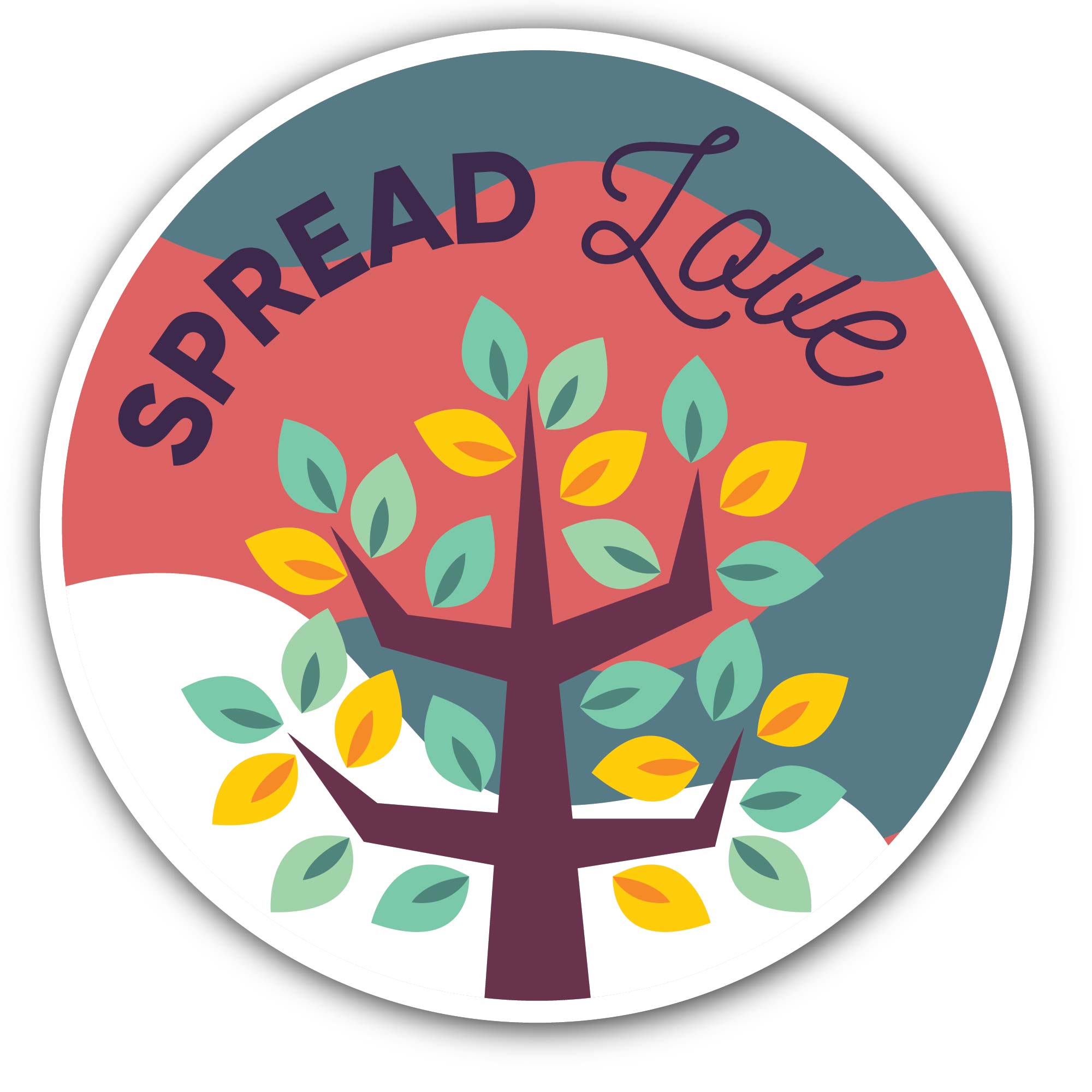 Spread Love Tree Sticker, Waterproof Vinyl Decal Sticker Indoor Or Outdoor 2 (Pieces) 3" and 5"