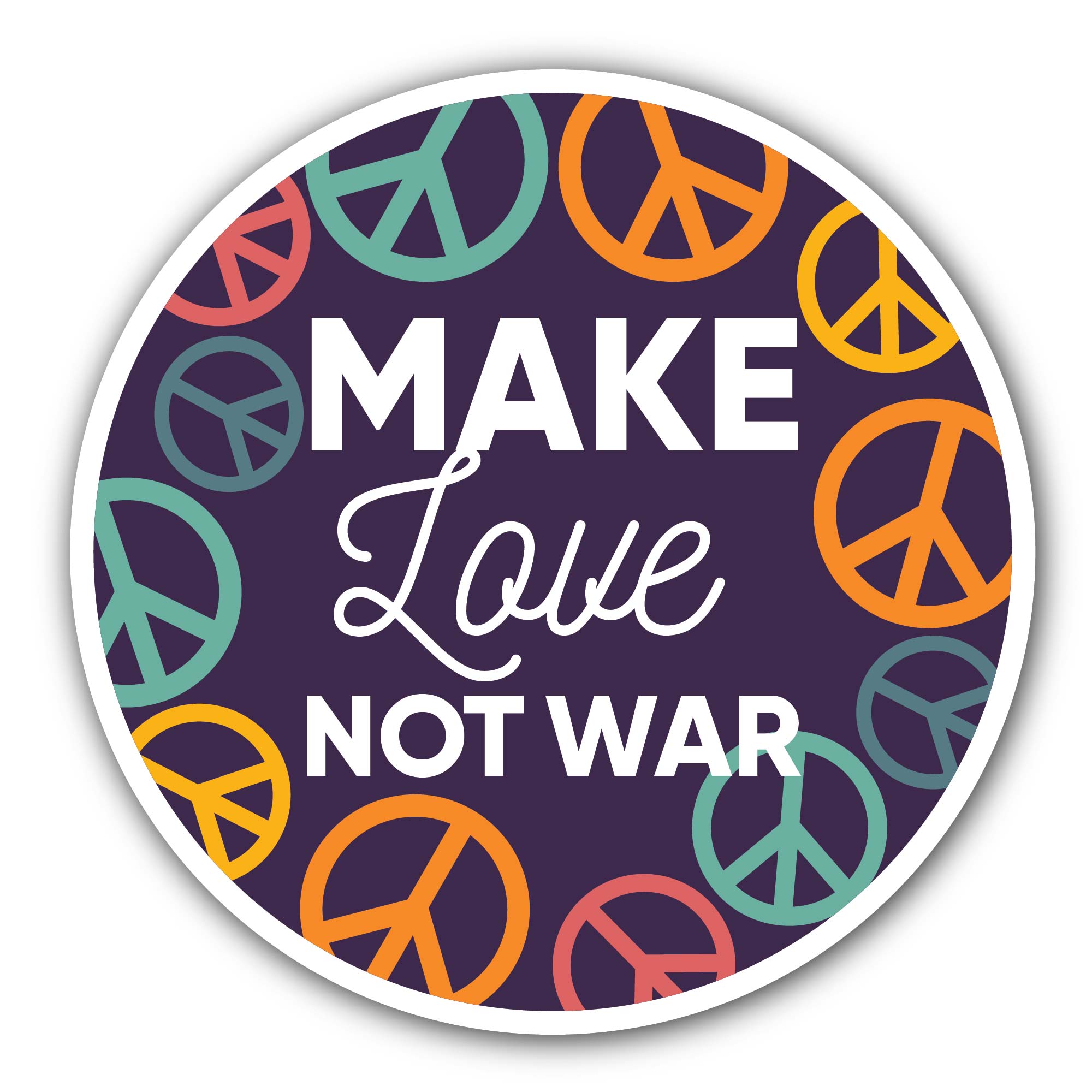 Make love, not war Sticker, Waterproof Vinyl Decal Sticker Indoor Or Outdoor 2 (Pieces) 3" and 5"