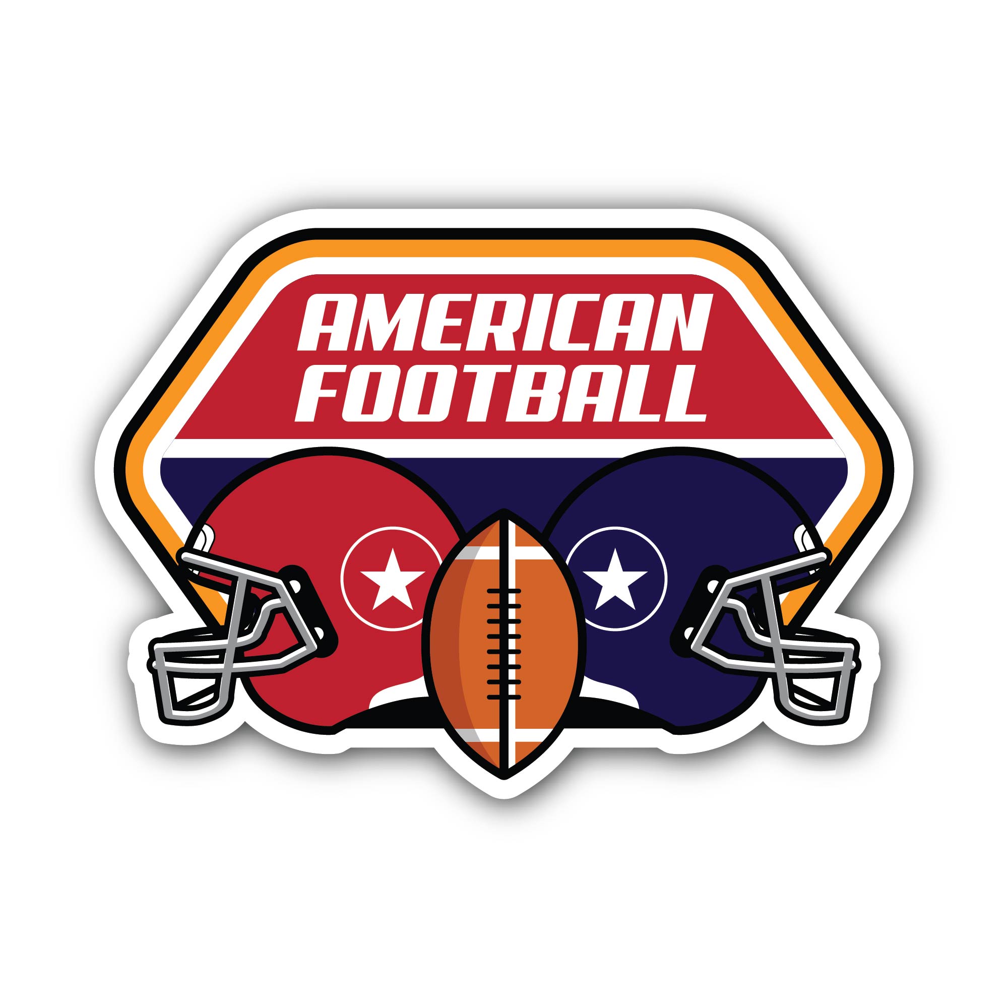 American Football Emblem Sticker, Waterproof Vinyl Decal Sticker Indoor Or Outdoor 2 (Pieces) 3" and 5"