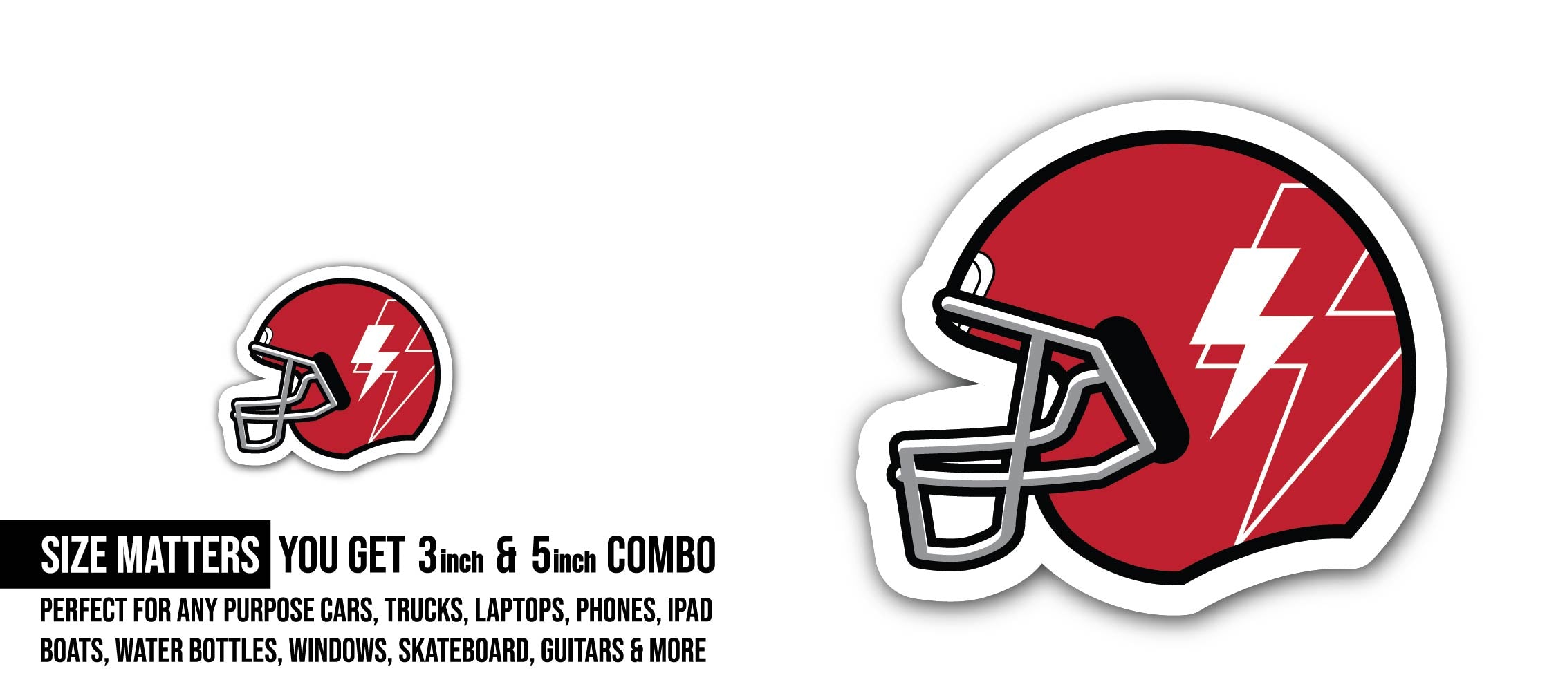 American football helmet Sticker, Waterproof Vinyl Decal Sticker Indoor Or Outdoor 2 (Pieces) 3" and 5"