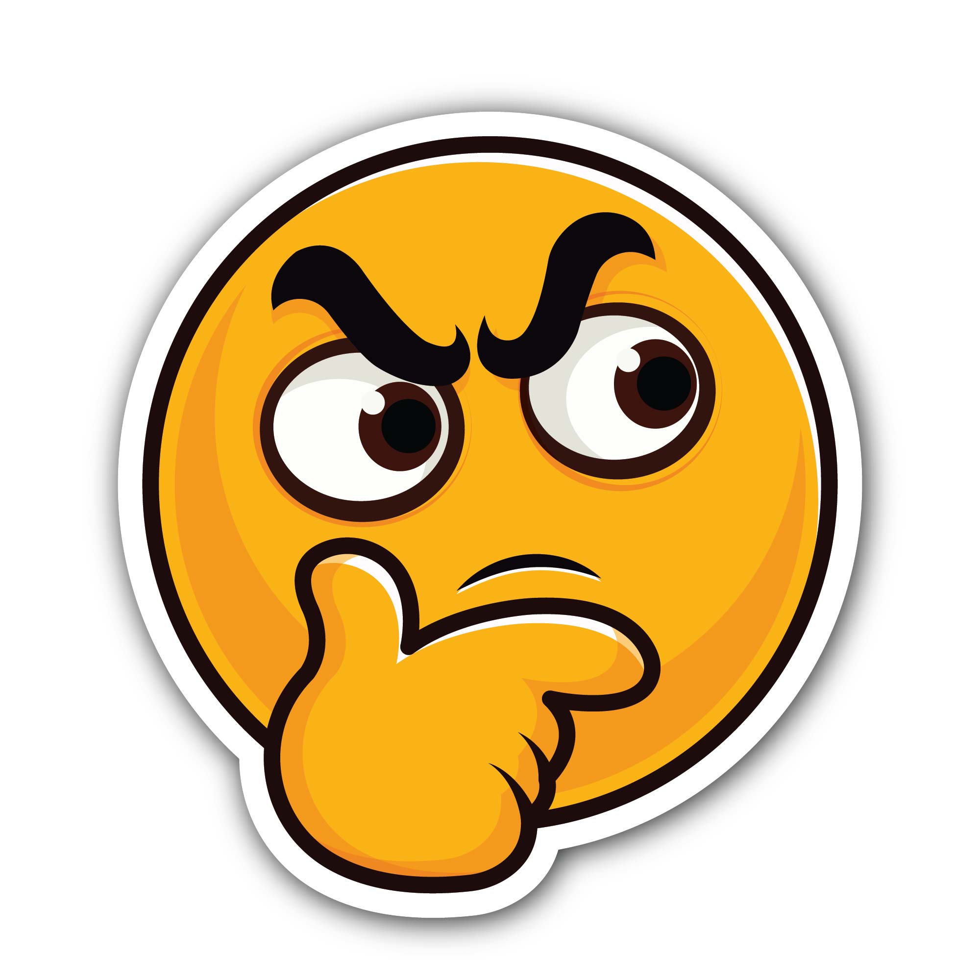 Thinking Face Emoji Sticker, Waterproof Vinyl Decal Sticker Indoor Or Outdoor 2 (Pieces) 3" and 5"